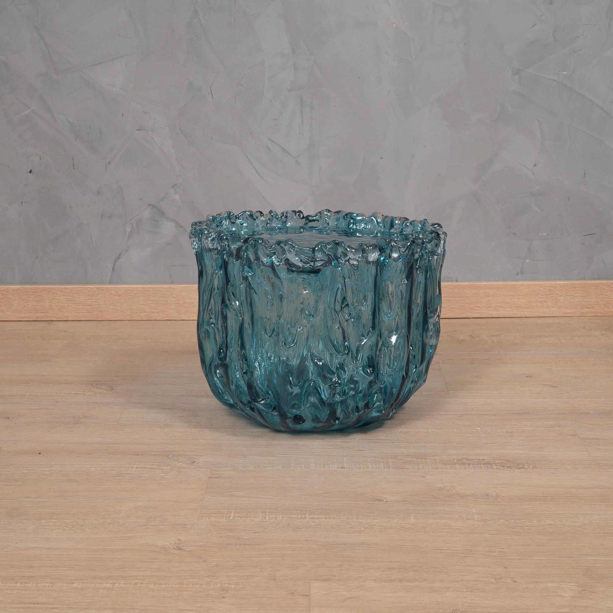 Murano Art Glass Light Blue Italian Mid-Century Side Table, 1950 3