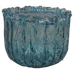 Table d'appoint italienne mi-siècle en verre d'art de Murano bleu clair, 1950