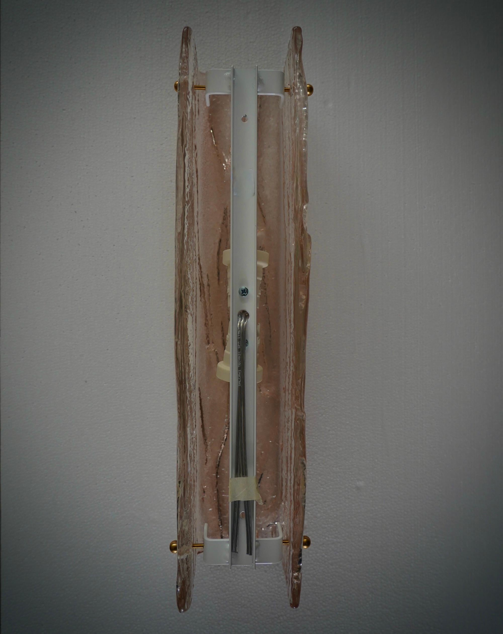 Lampada da parete e applique in vetro artistico di Murano di colore rosa chiaro, 2000 in vendita 1