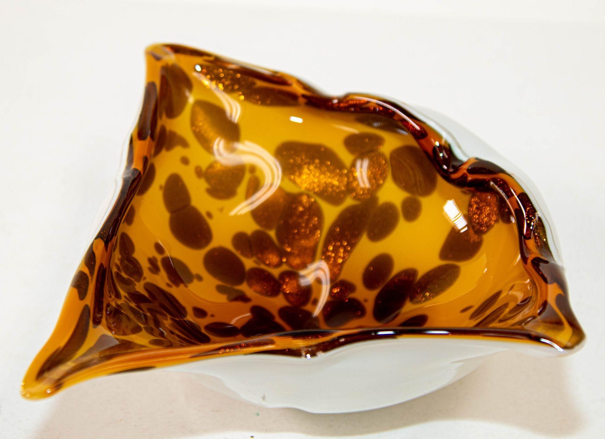 Murano Art Glass Manta Ray Tortoise Spotted Bowl Ashtray Vintage 1960s For Sale 3
