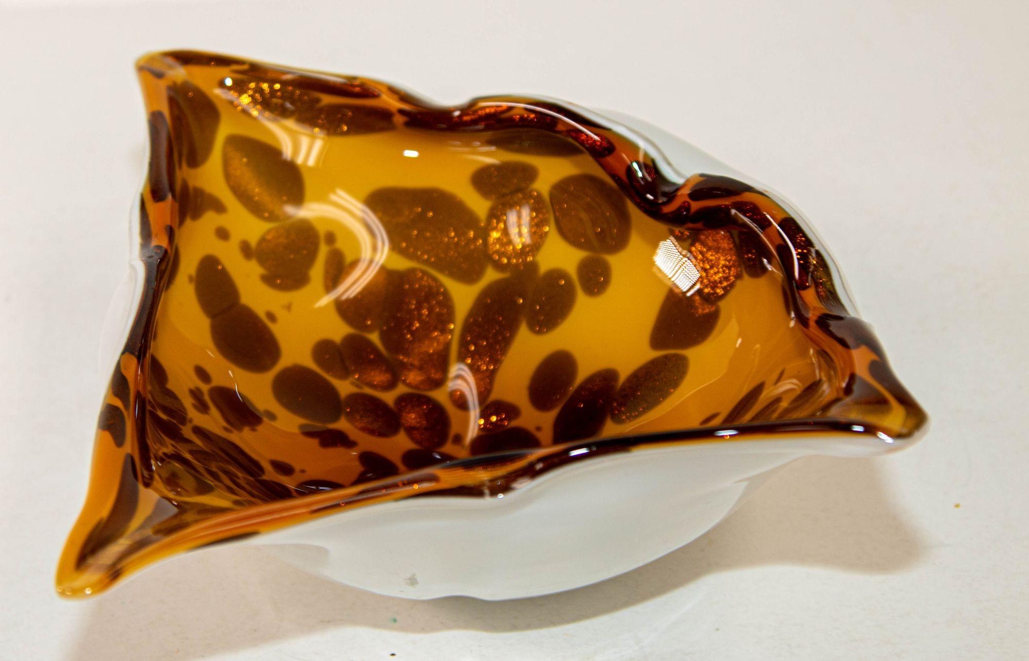 Cendrier vintage en verre d'art de Murano tacheté de tortue Manta Ray, années 1960 en vente 5