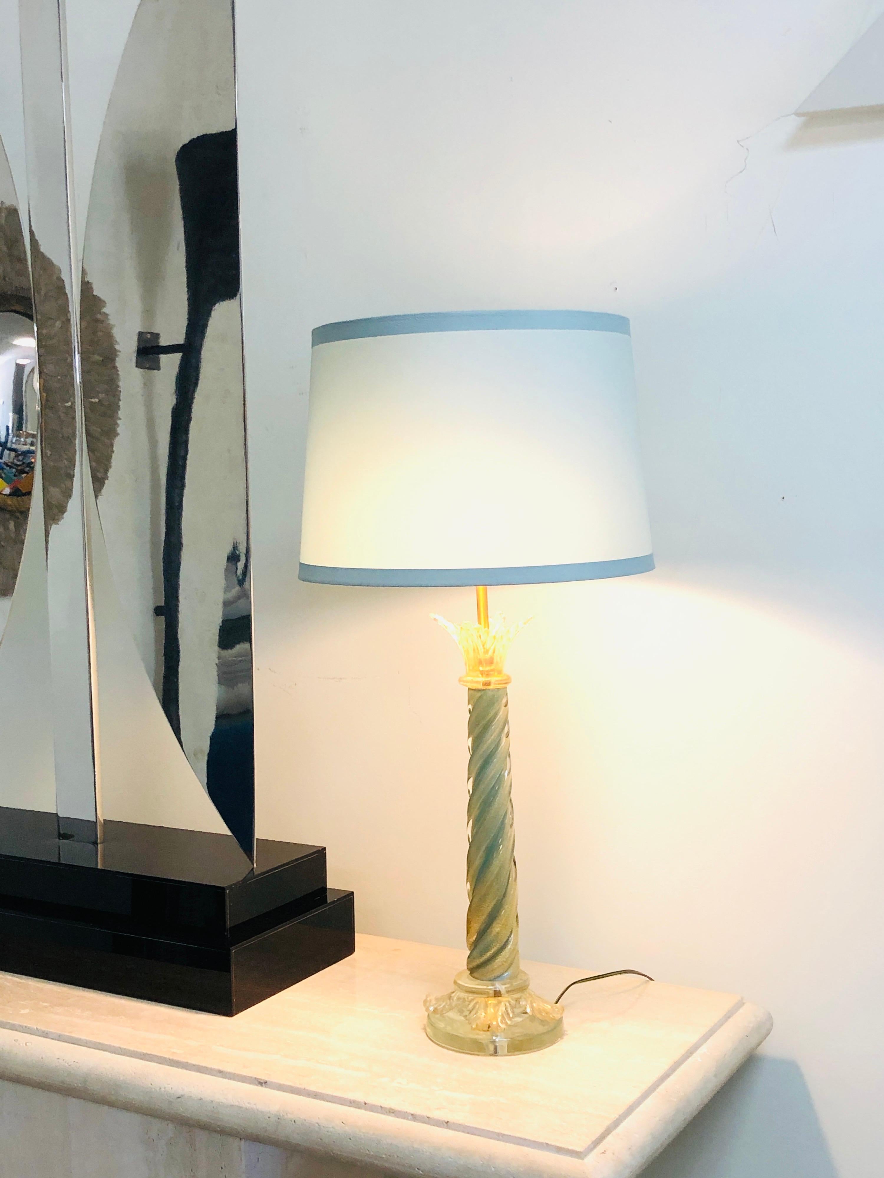 Mid-20th Century Murano Art Glass Mid Century Column Table Lamp