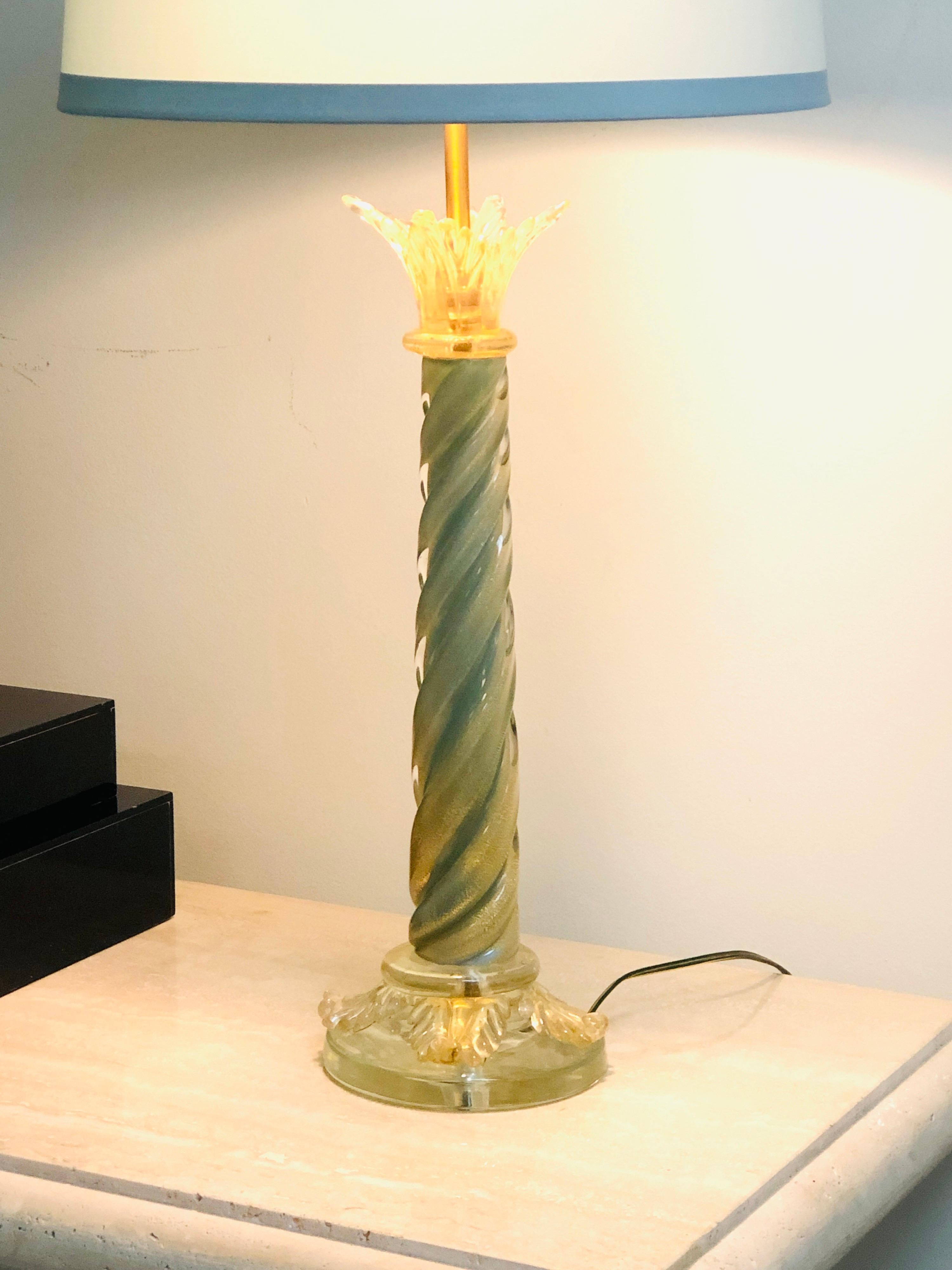 Murano Glass Murano Art Glass Mid Century Column Table Lamp