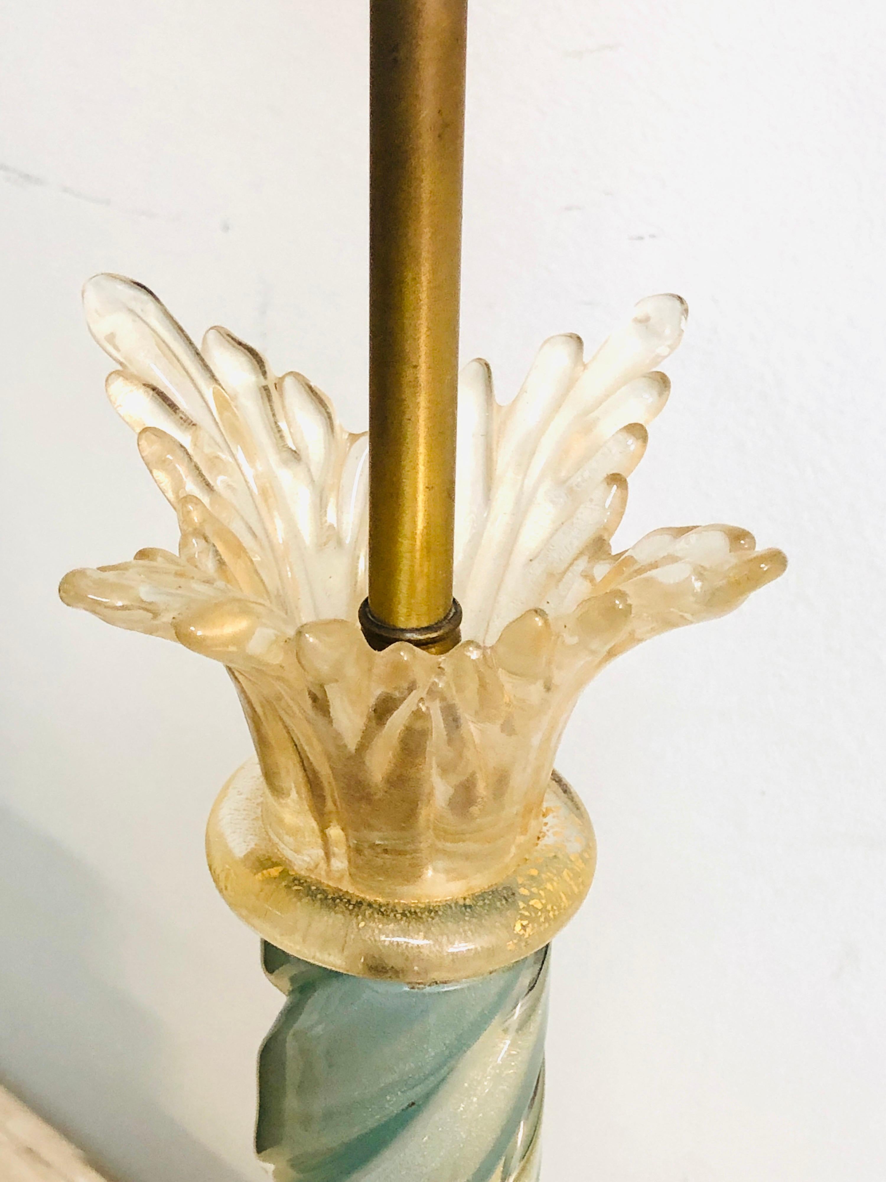 Murano Art Glass Mid Century Column Table Lamp 2