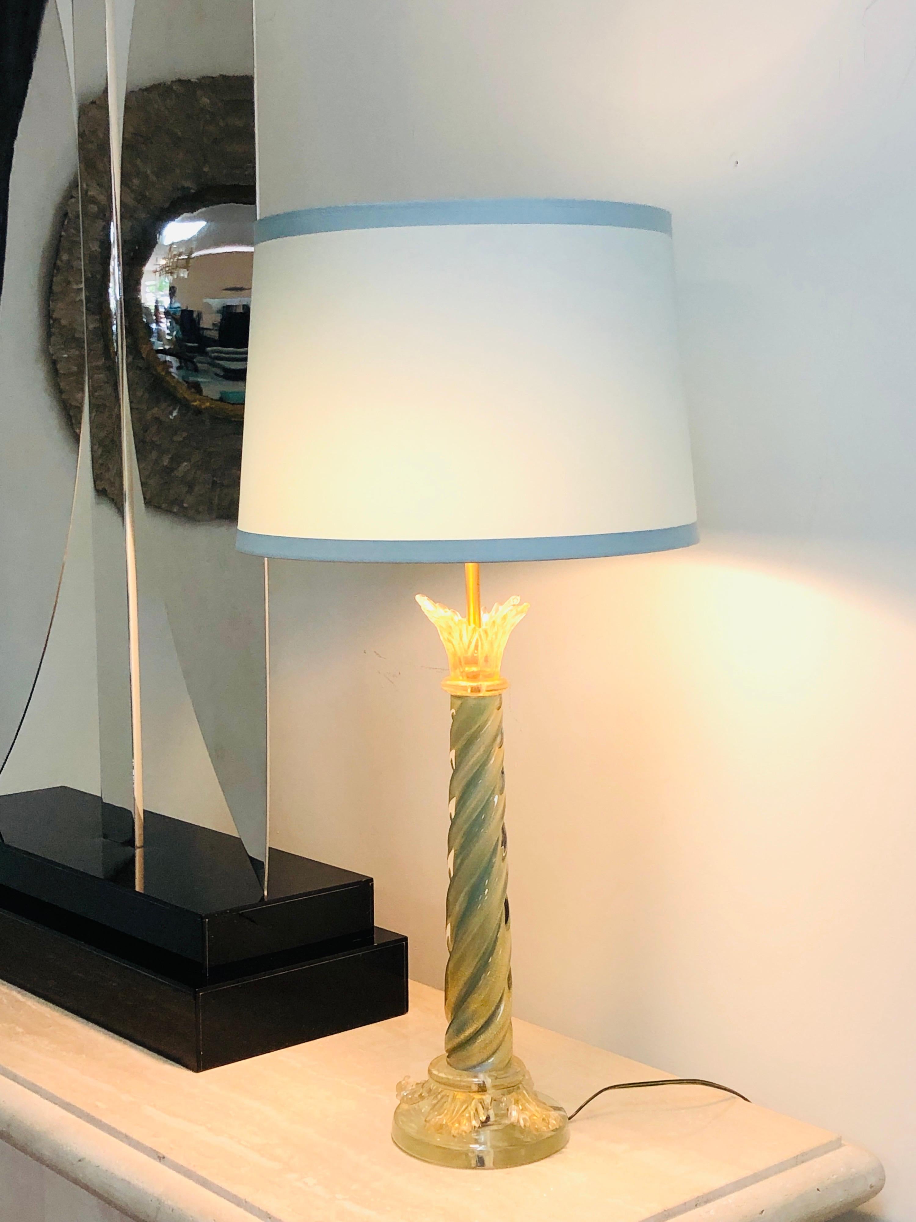 Murano Art Glass Mid Century Column Table Lamp 4