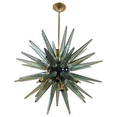 Murano Sputn Art Glass Water Green Italian Chandelier and Pendant, 1970