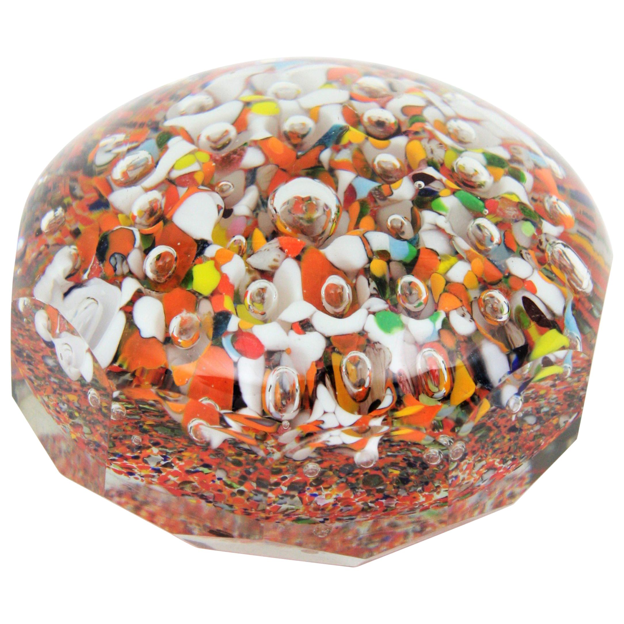 Mid-Century Modern Murano Multicolor Art Glass Paperweight For Sale