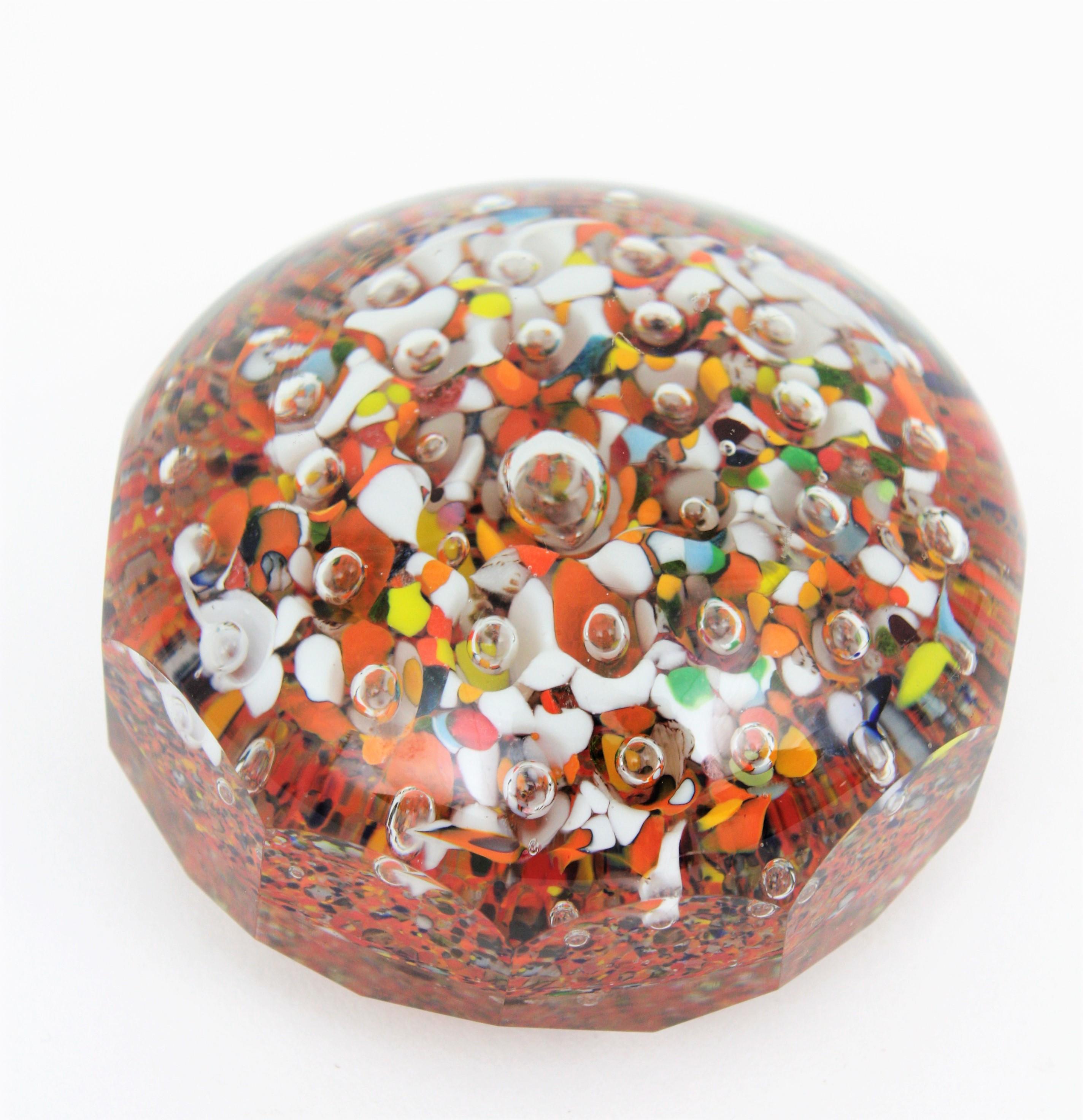 Italian Murano Multicolor Art Glass Paperweight For Sale