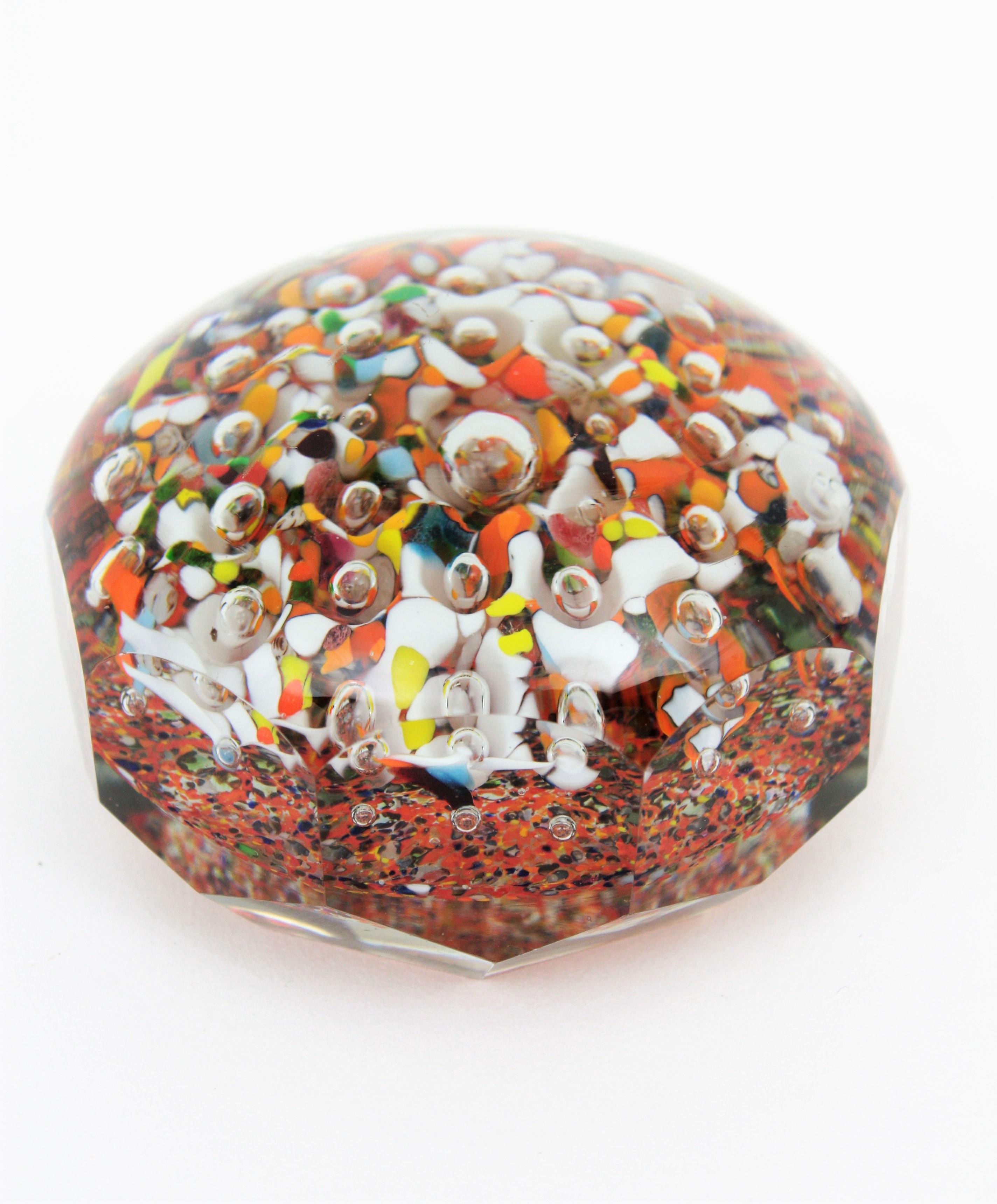 20th Century Murano Multicolor Art Glass Paperweight For Sale