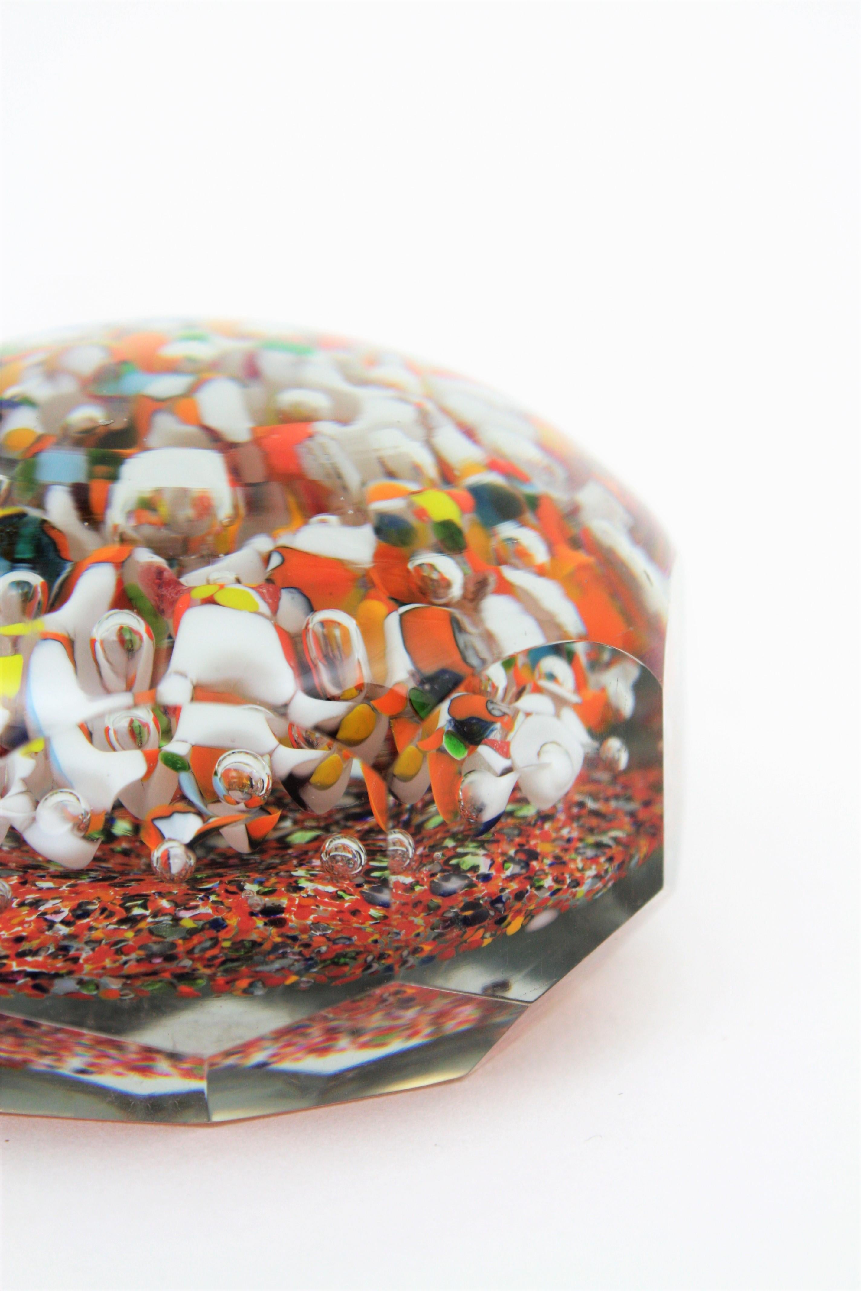 Murano Multicolor Art Glass Paperweight For Sale 1