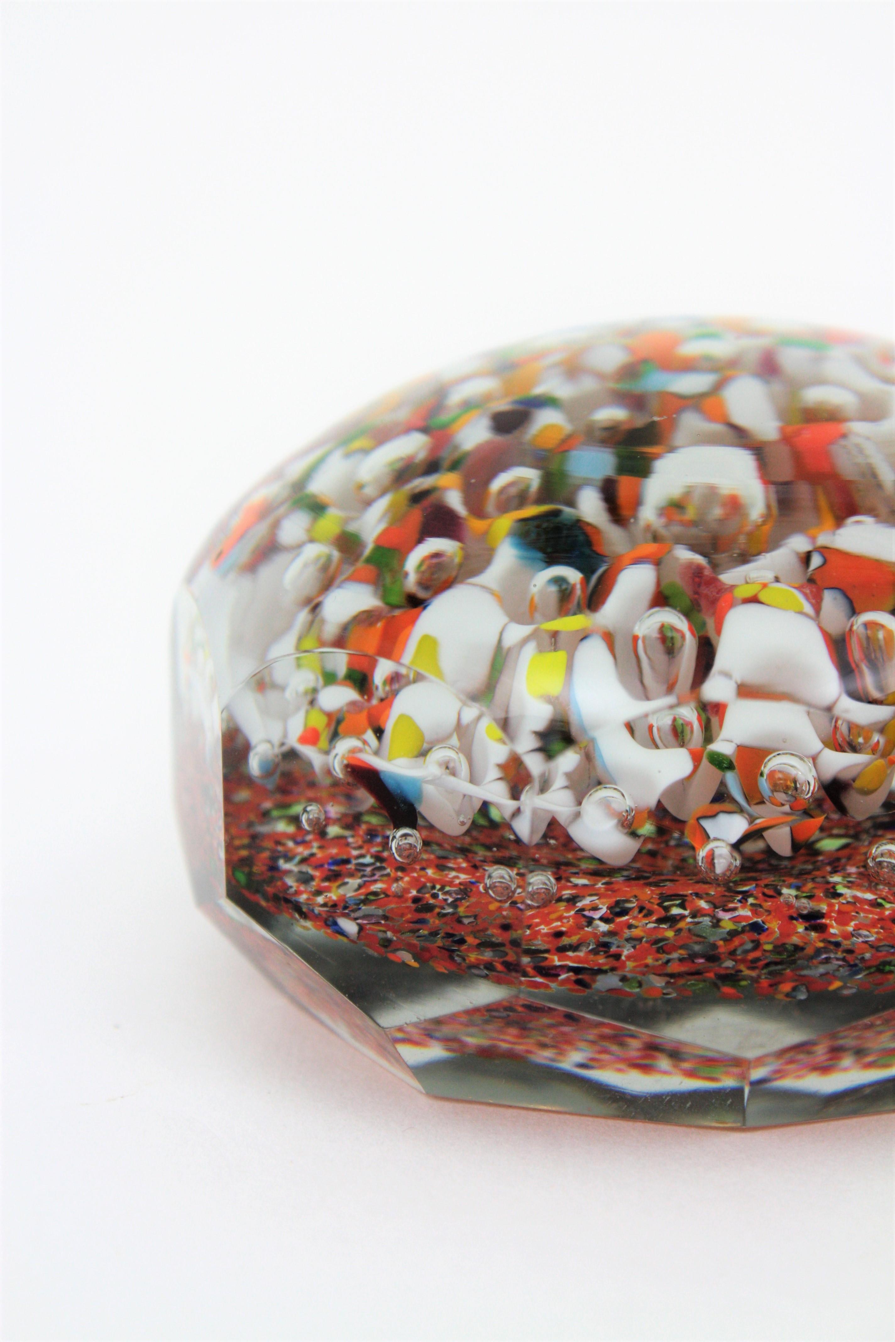 Murano Multicolor Art Glass Paperweight For Sale 2