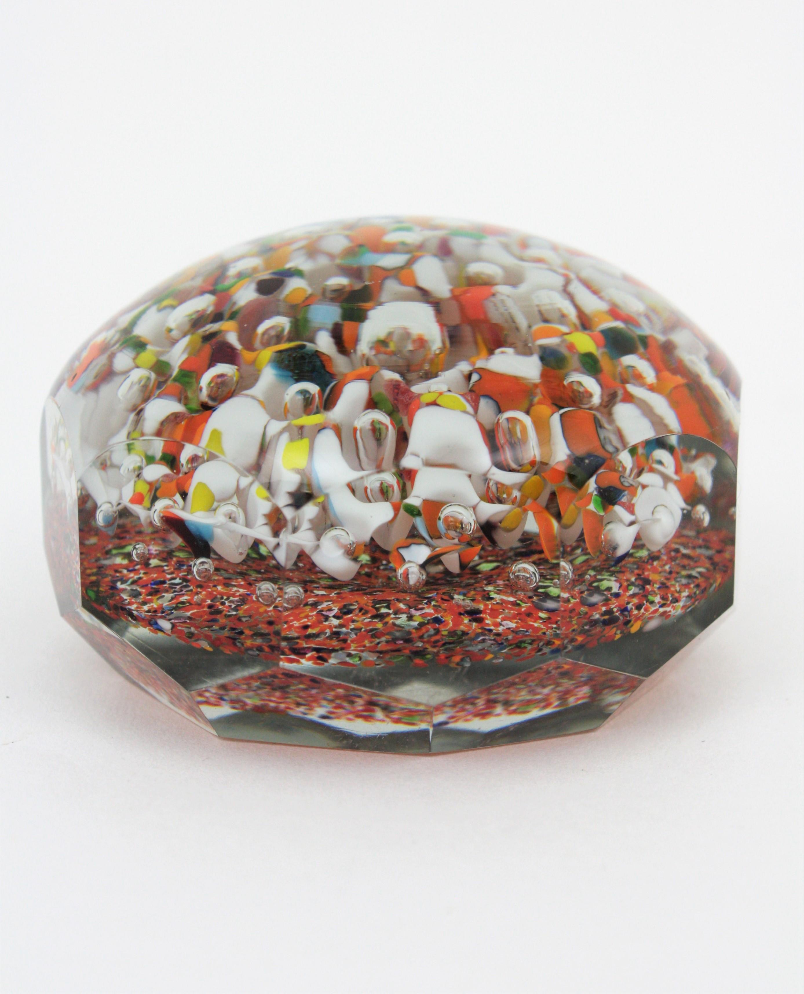 Murano Multicolor Art Glass Paperweight For Sale 3