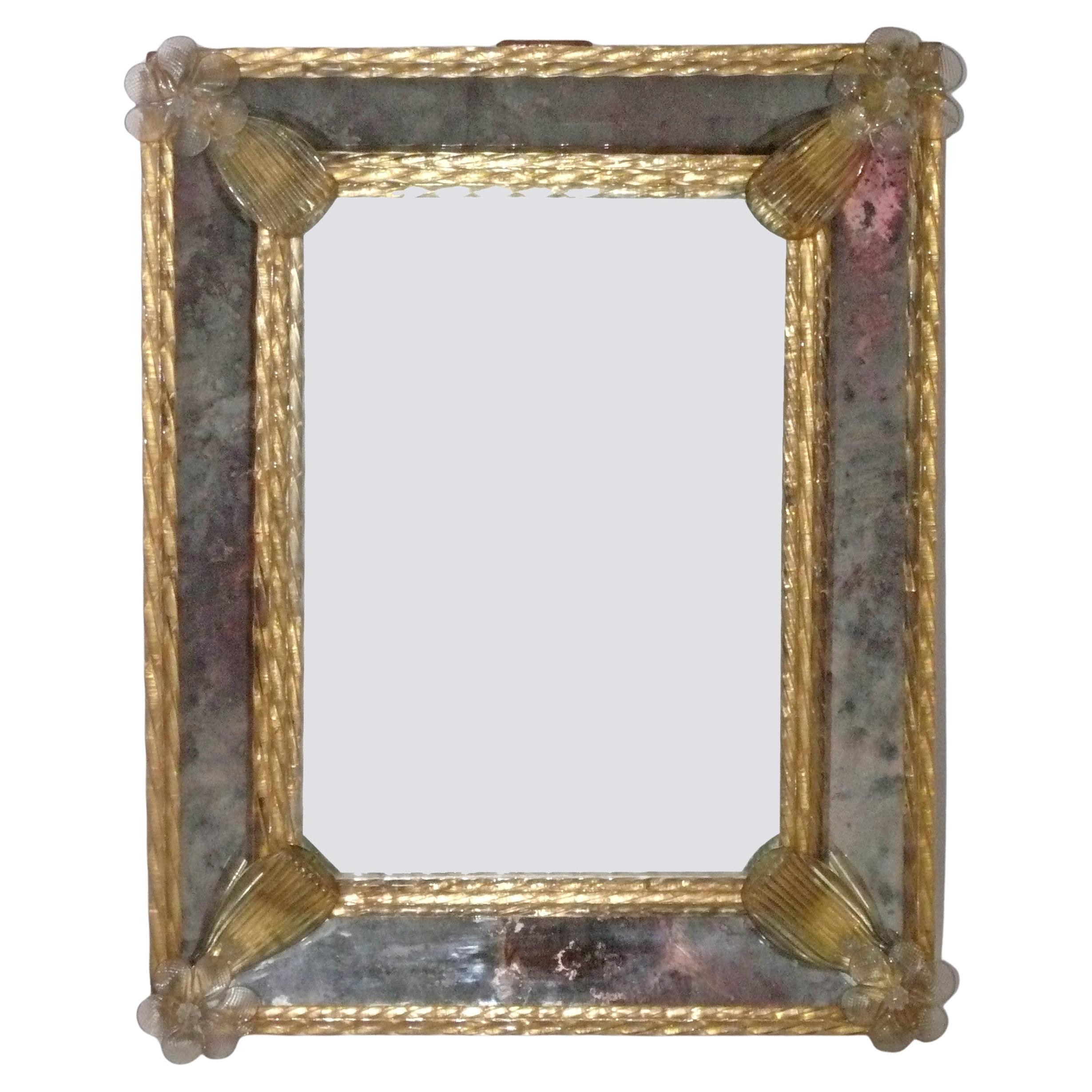 Murano Art Glass Mirror 18.25" x 14.25"