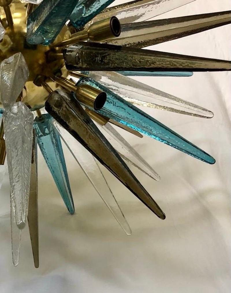 Laiton Lustre et pendentif italien en verre d'art Sputnik multicolore de Murano, 2020 en vente