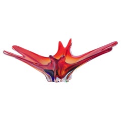 Murano Art Glass Multicolor Brown Basket Fruit Bowl Catchall Italy, 1970s