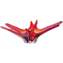 Murano Art Glass Multicolor Brown Basket Fruit Bowl Catchall Italy, 1970s