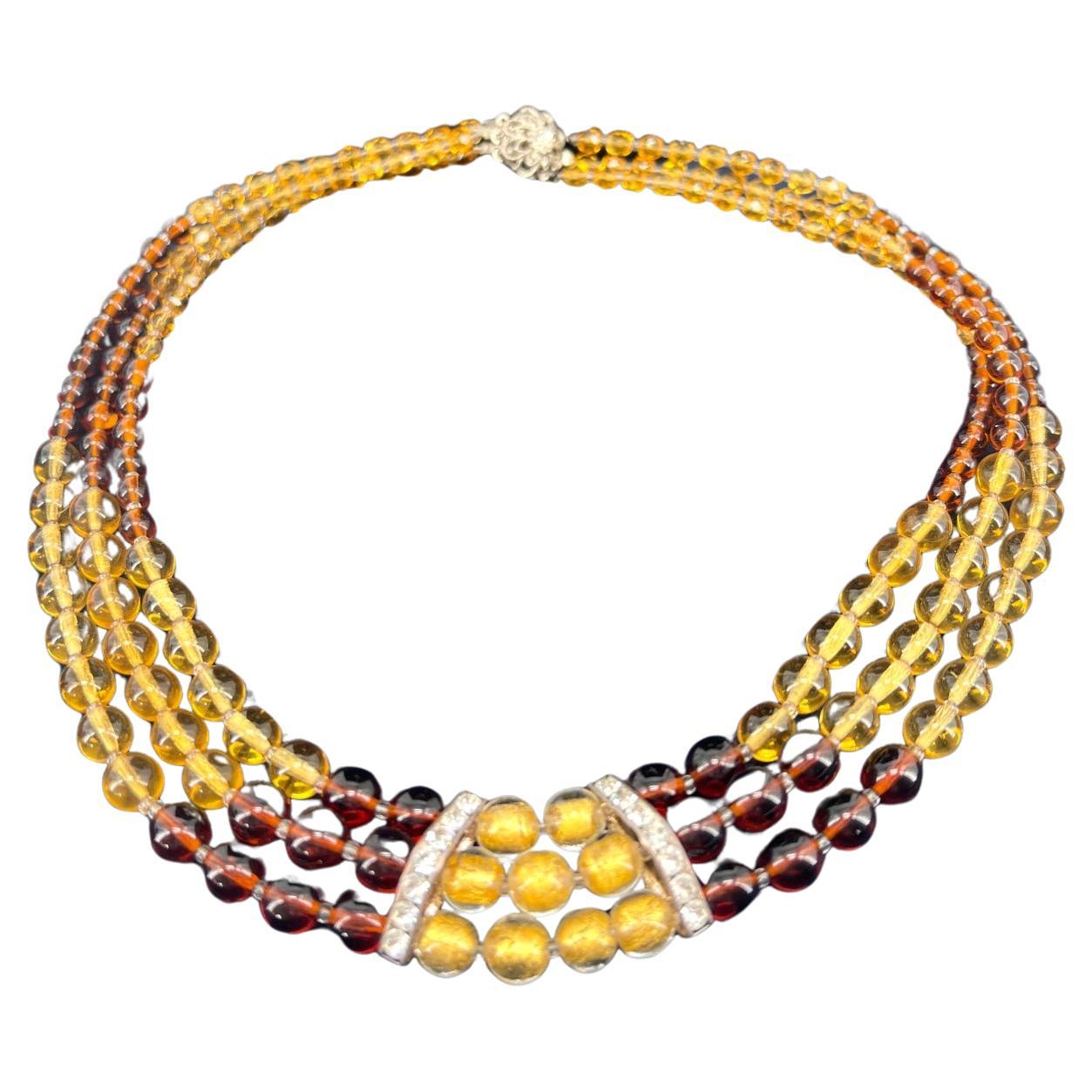 Collier en verre d'art de Murano, collier fait à la main à Murano, zircon cubique artisanal. en vente