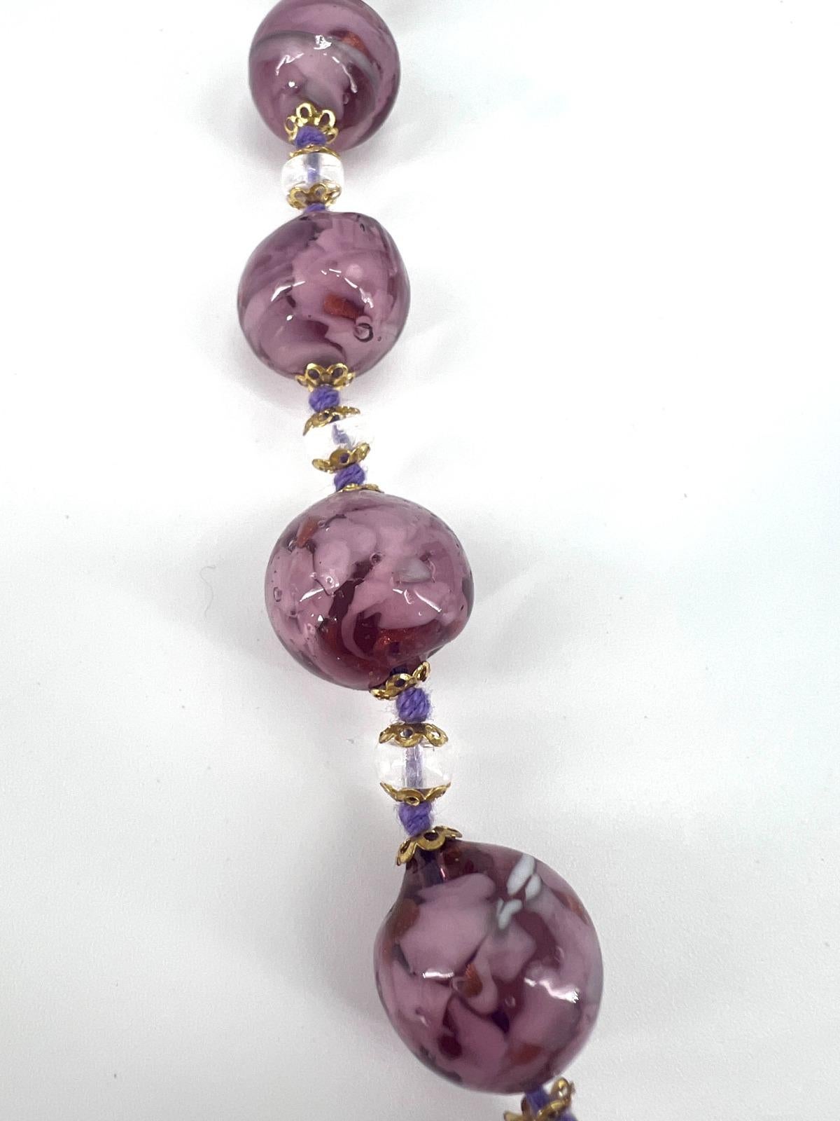 Collier en verre d'art de Murano, collier fait à la main dans le four de Murano, artisan  en vente 2