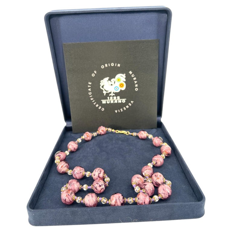 Collier Vintage En Verre De Murano - Bijou Artisanal - Occasion
