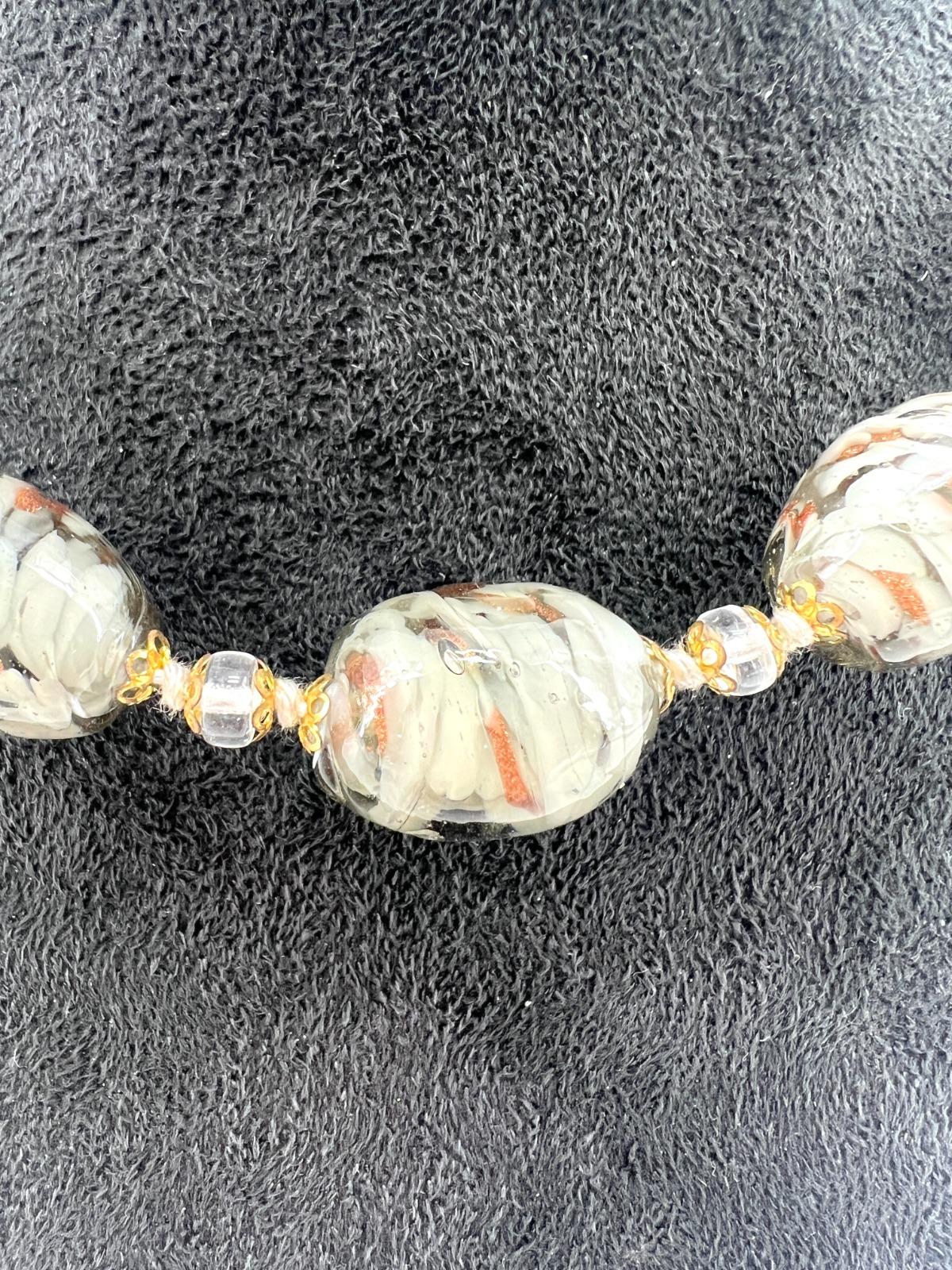Women's or Men's Murano Art Glass Necklace, collier hand made in Murano furnace, avventurina  For Sale