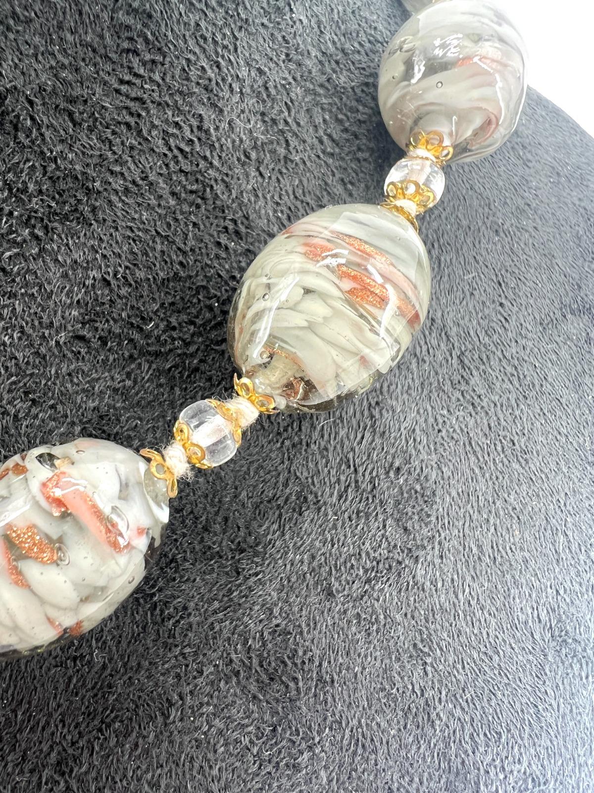 Murano Art Glass Necklace, collier hand made in Murano furnace, avventurina  For Sale 1