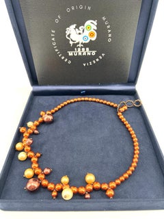Murano Kunstglas Halskette, Collier handgemacht in Murano Venedig  Feuerung,  Perlen