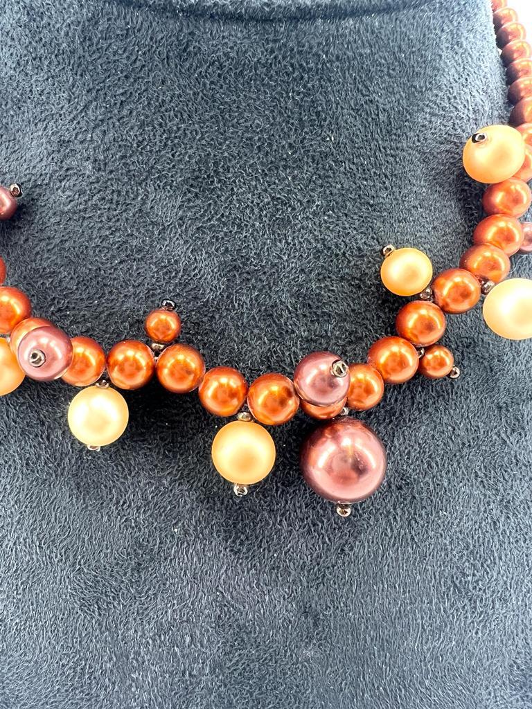 Murano Art Glass Necklace, collier hand made in Murano Venice  furnace,  pearls For Sale 2