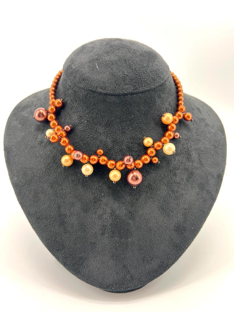 Murano Art Glass Necklace, collier hand made in Murano Venice  furnace,  pearls For Sale 3