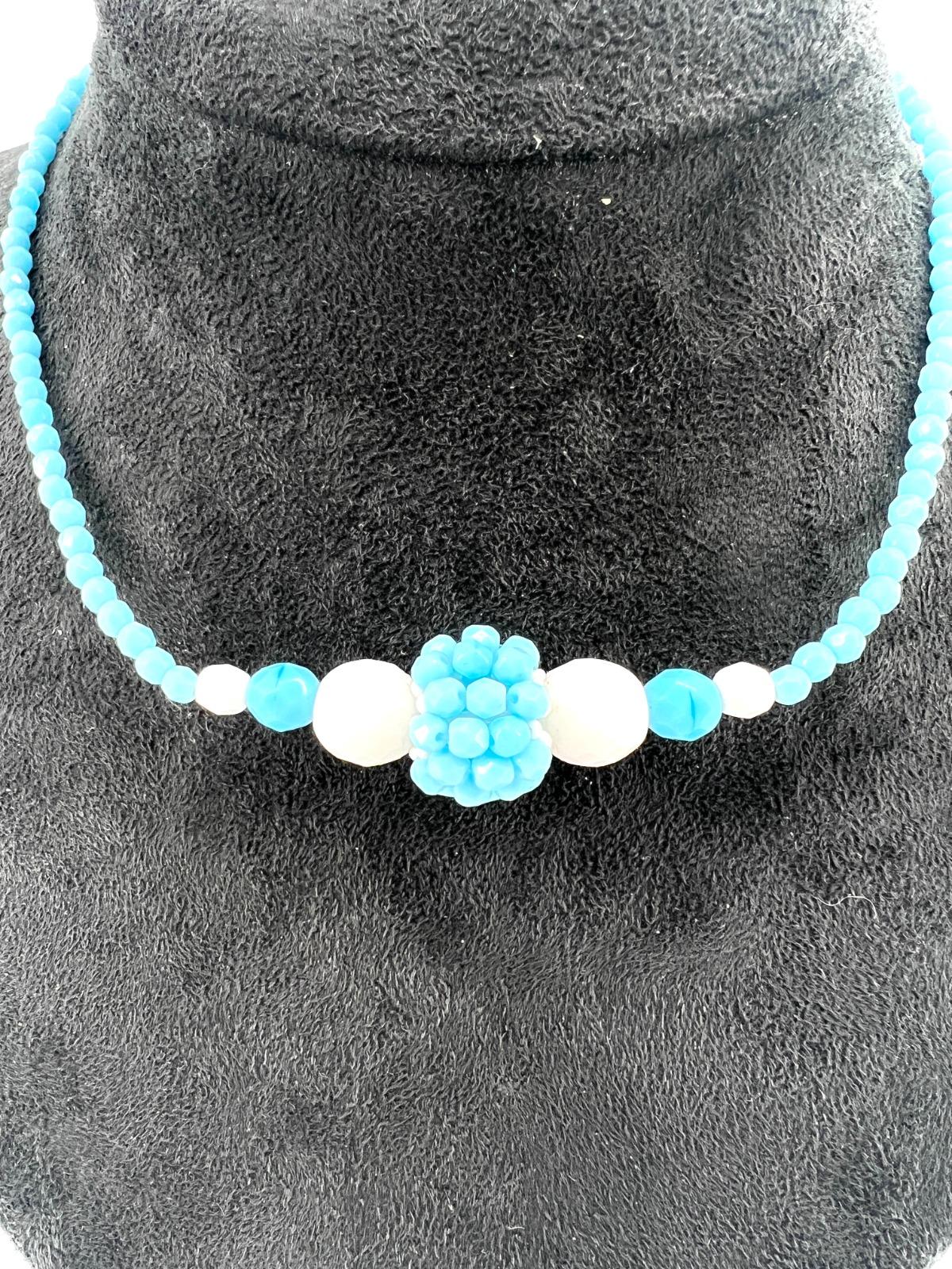 Murano Art Glass Necklace, collier hand made in Murano Venice Turquoise pearls For Sale 2