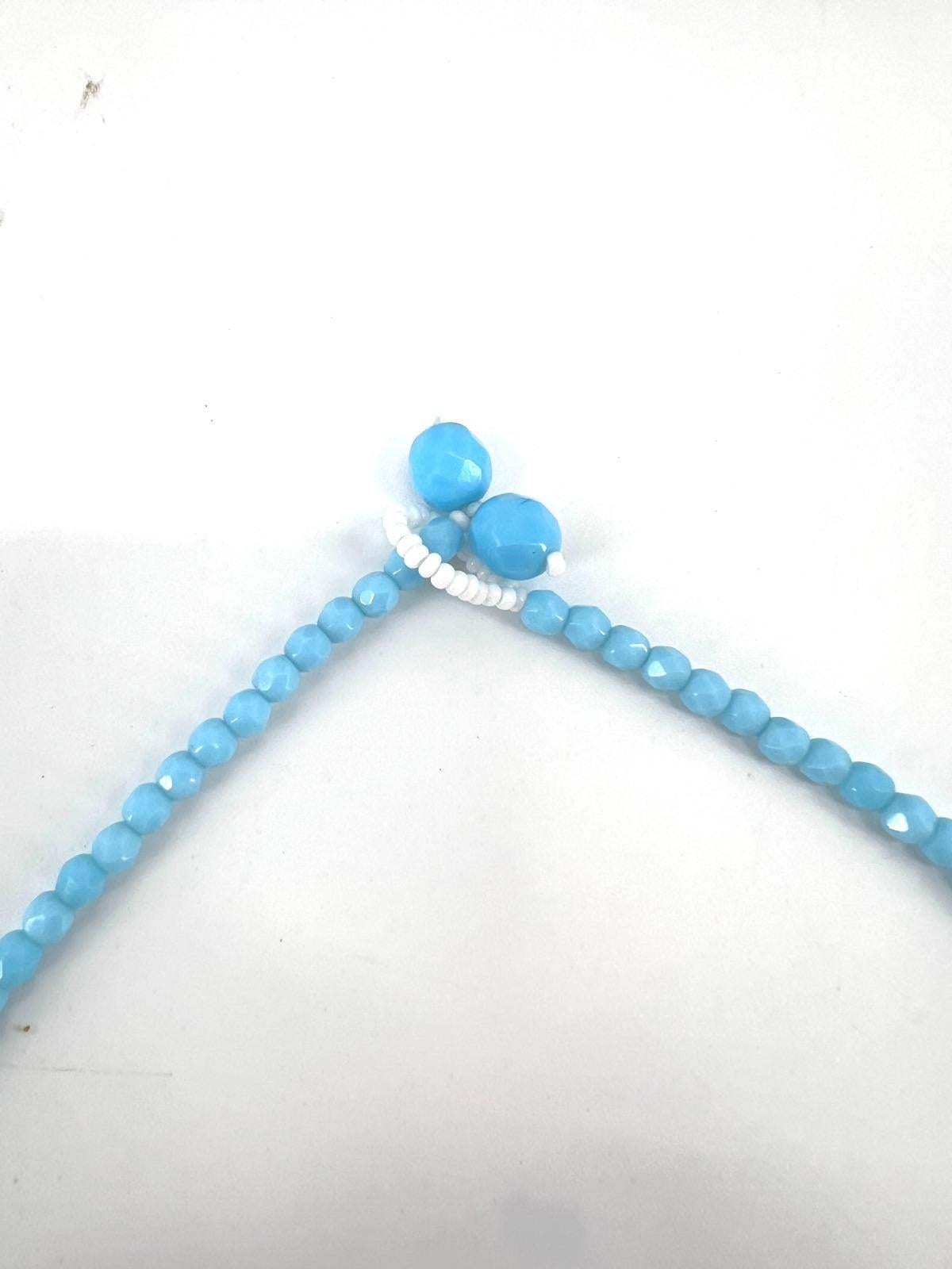 Murano Art Glass Necklace, collier hand made in Murano Venice Turquoise pearls For Sale 3