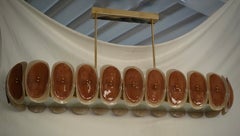 Murano Art Glass Oval Amber and Cream Art Deco Chandelier and Pendant, 2020