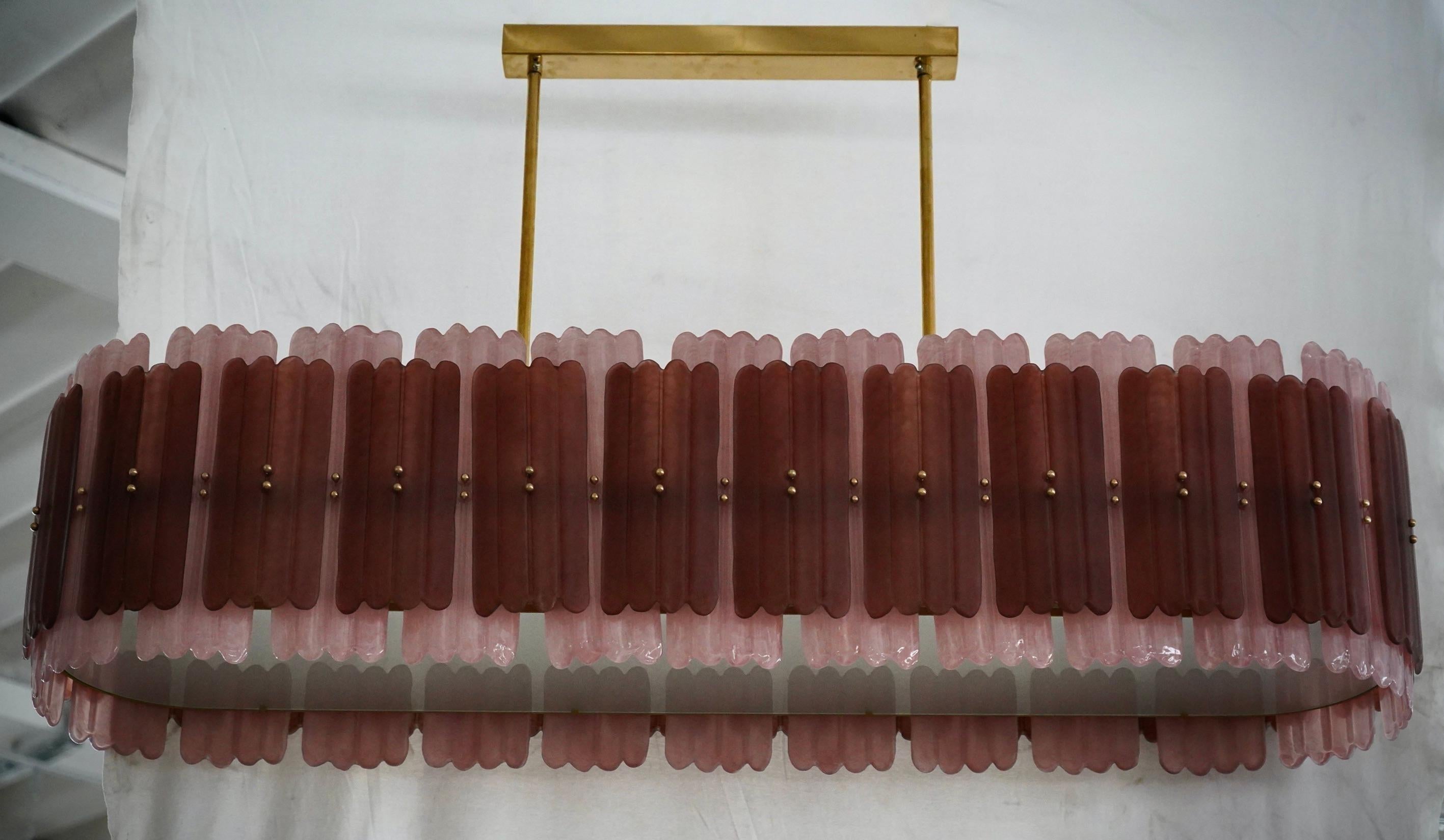 Lustre et pendentif ovale en verre d'art de Murano de couleur rose du milieu du siècle, 2020 en vente 1