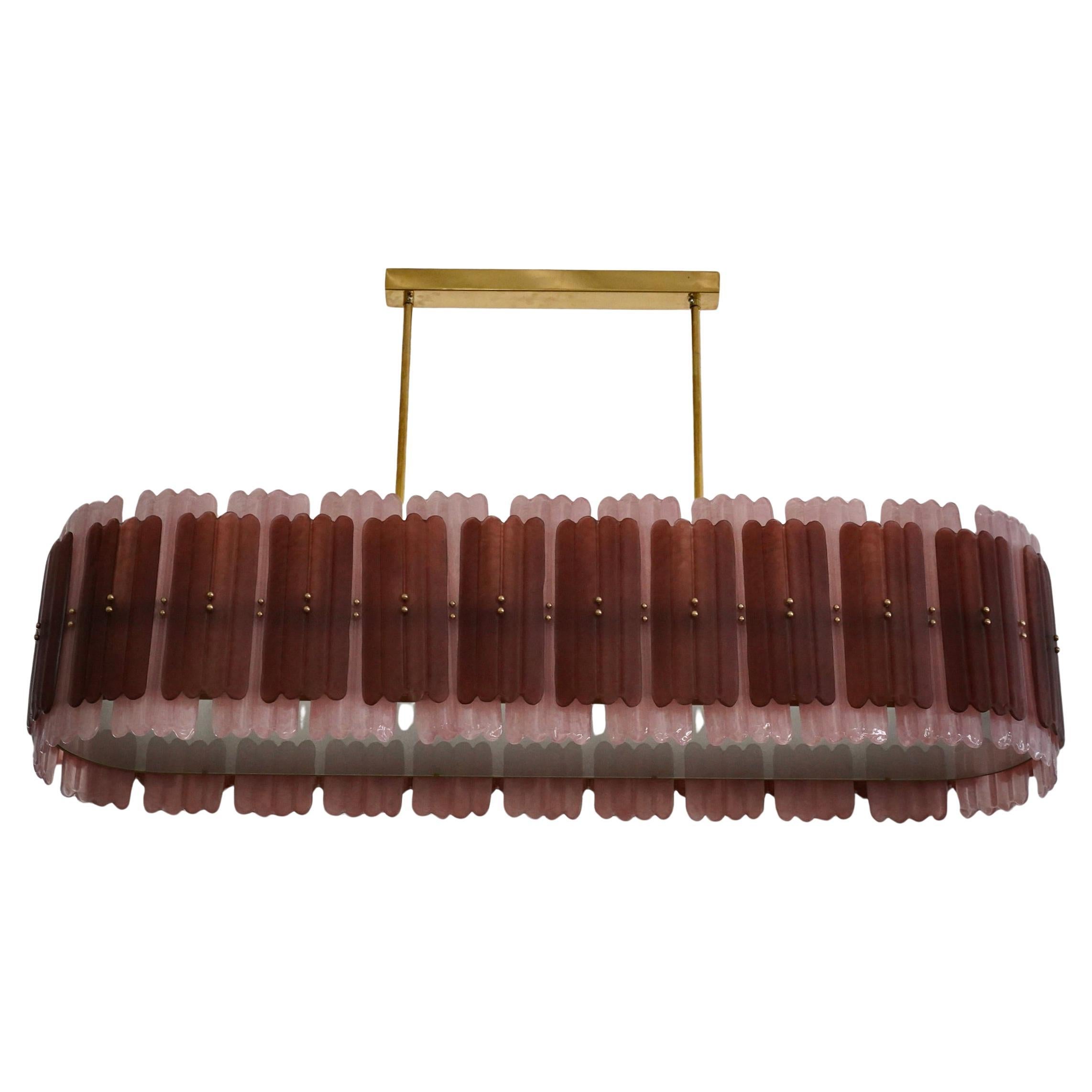 Lustre et pendentif ovale en verre d'art de Murano de couleur rose du milieu du siècle, 2020 en vente