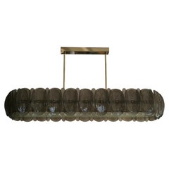 Murano Art Glass Oval Smoky Color Art Deco Chandelier and Pendant, 2020