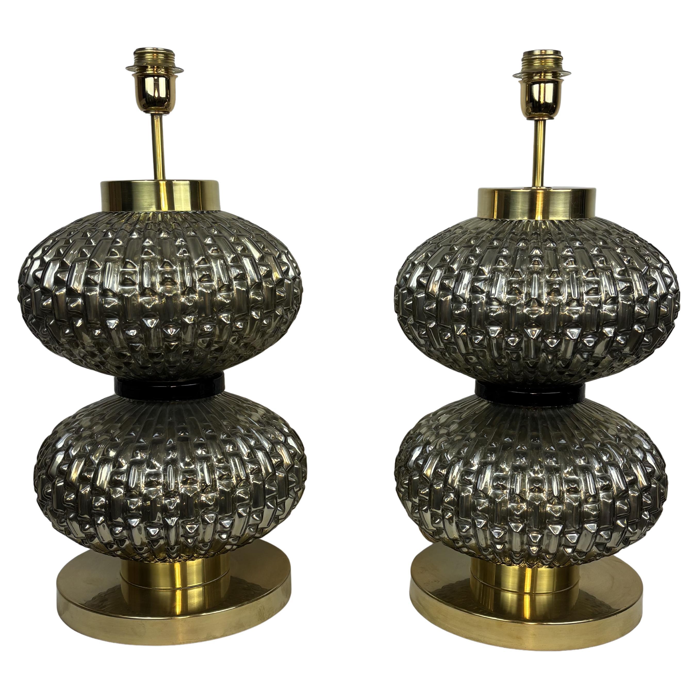 Murano art glass - Paar Lampen aus geblasenem Murano-Glas, Italien im Angebot