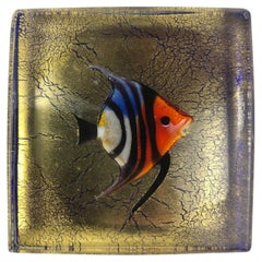 Murano Art Glass Paperweight of a Fish, Signed