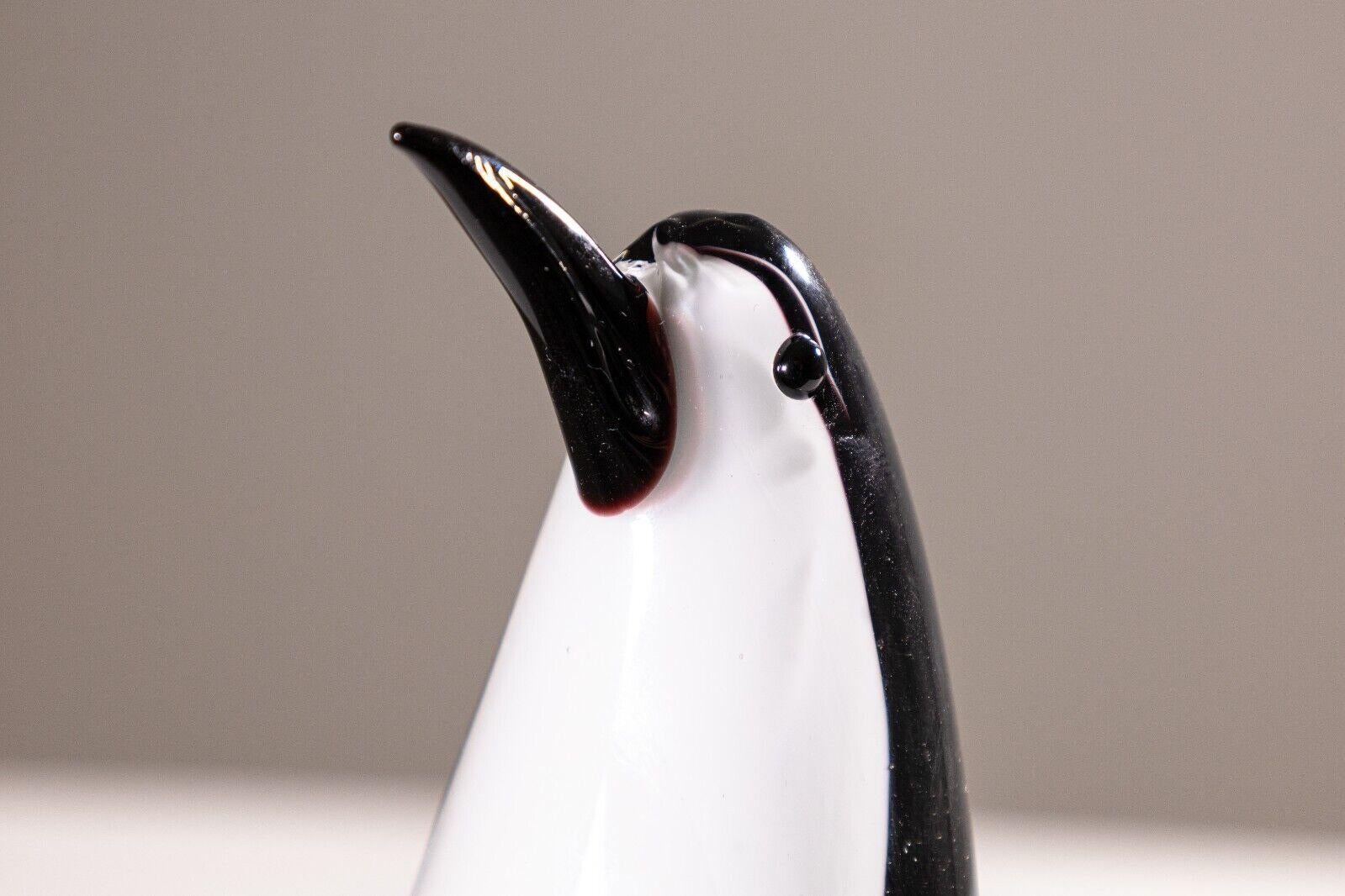 20th Century Murano Art Glass Penguin Figurine Sculpture with Original Tag For Sale