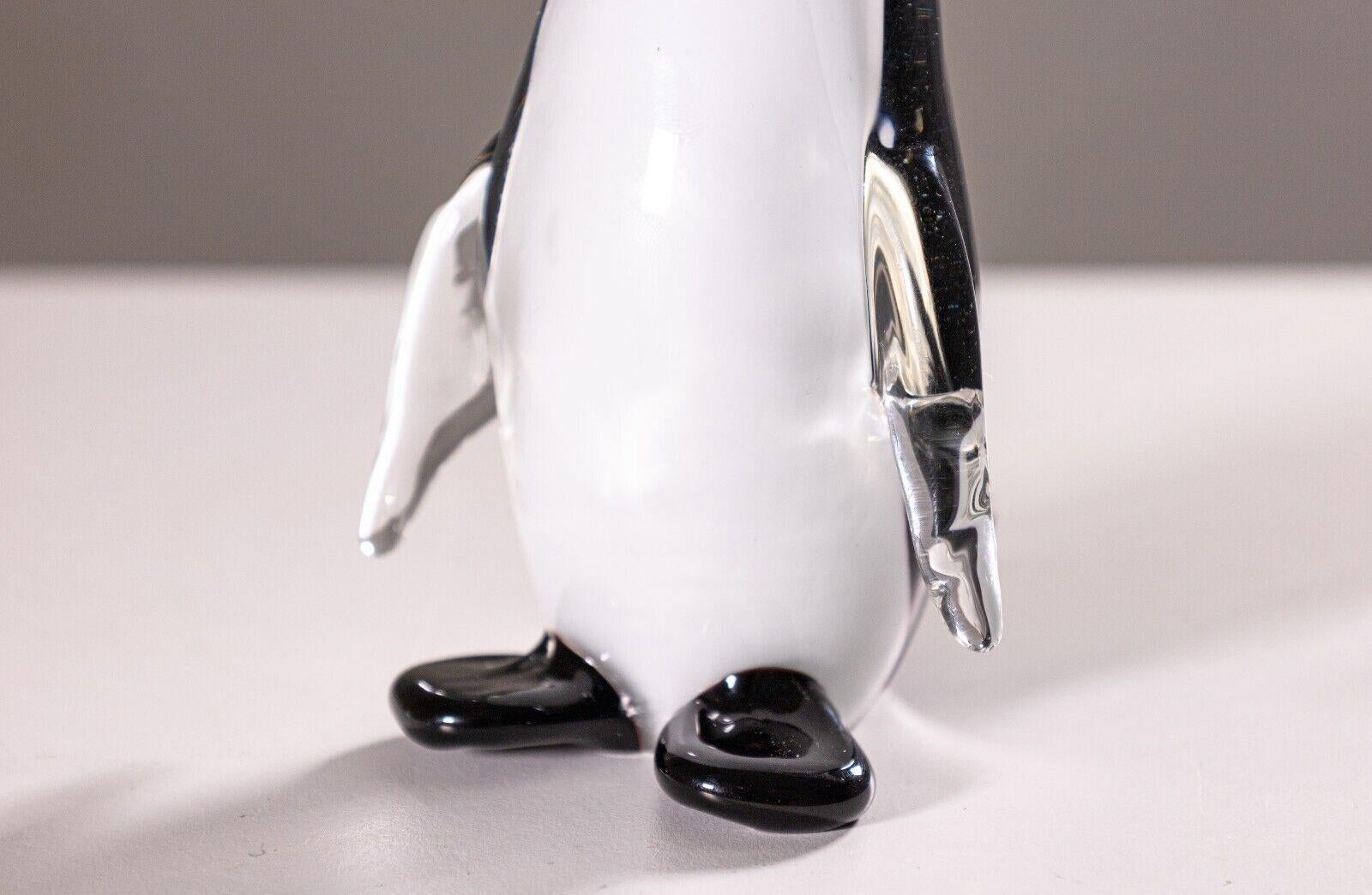 Murano Glass Murano Art Glass Penguin Figurine Sculpture with Original Tag For Sale