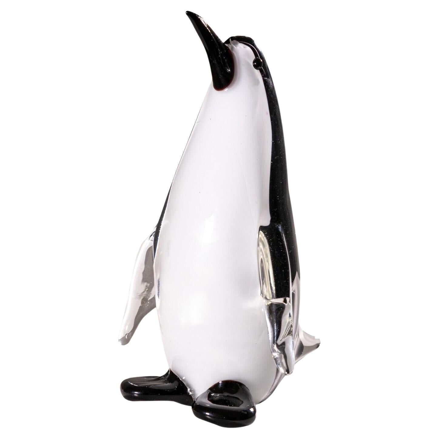 Murano Art Glass Penguin Figurine Sculpture with Original Tag For Sale