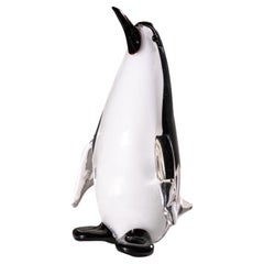 Penguin-Figurenskulptur aus Murano-Kunstglas mit Original-Tag