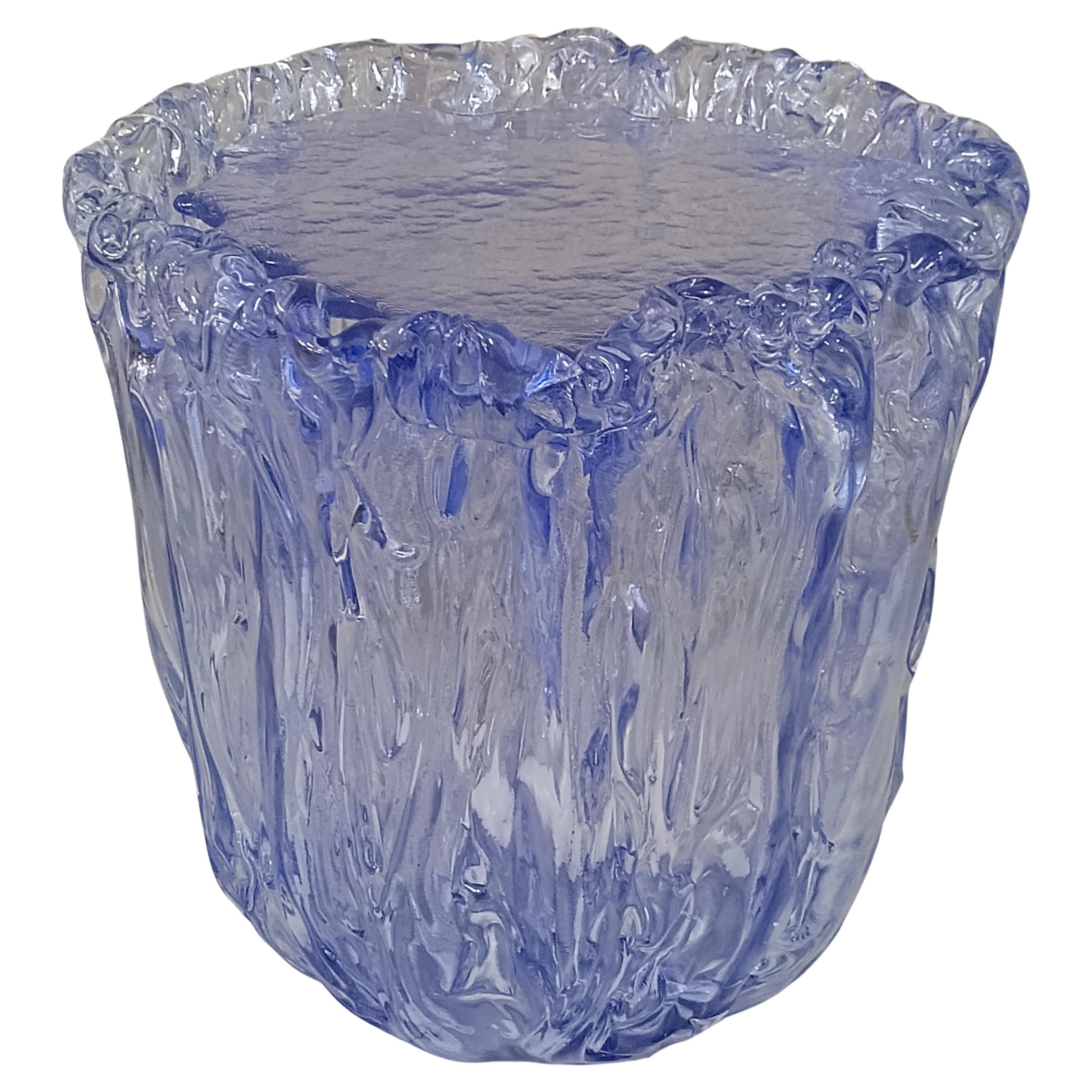 Murano Art Glass Periwinkle Color Italian Mid-Century Side Table, 2020 For Sale