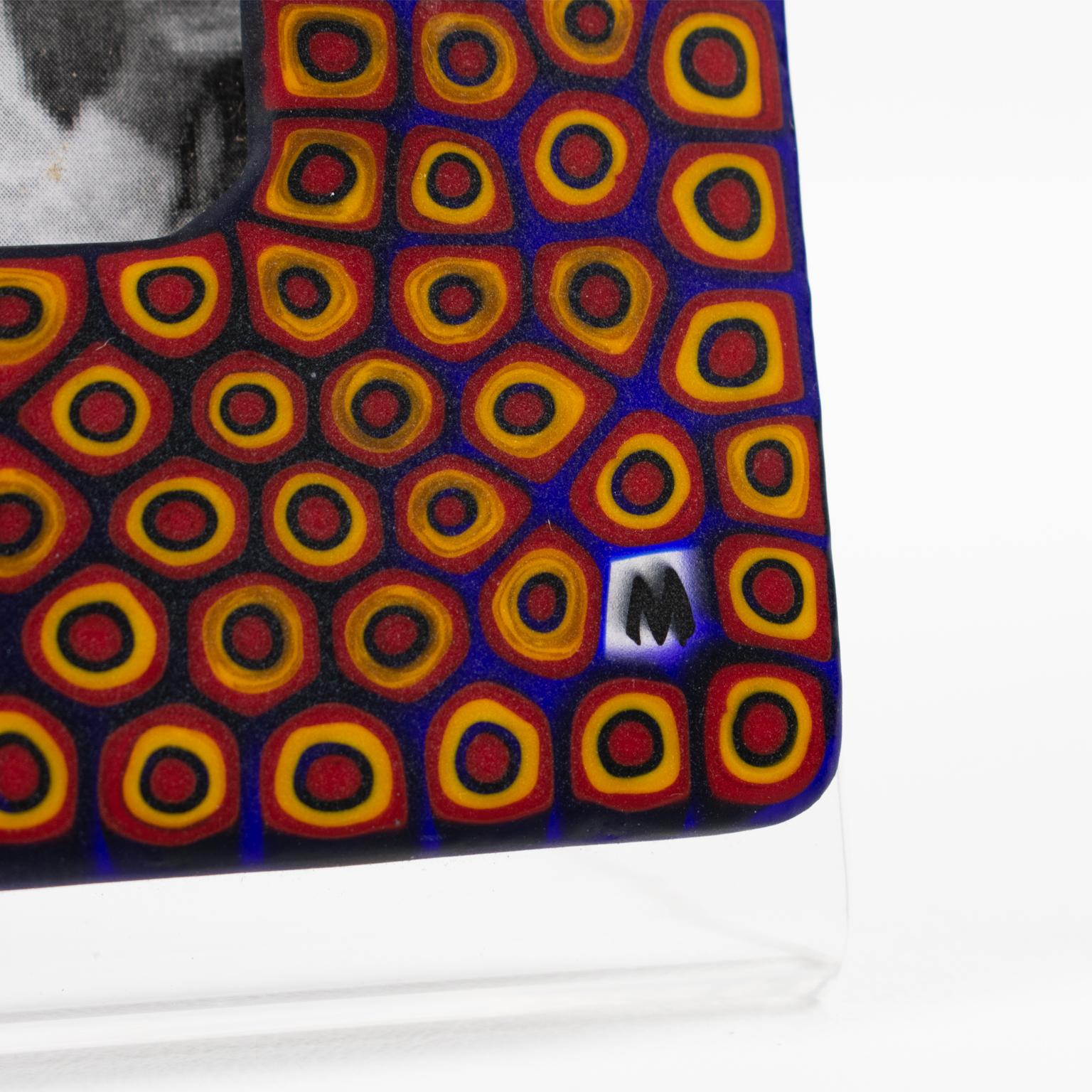 Murano Art Glass Picture Frame with Multicolor Murrine, circa 1990 For Sale 1