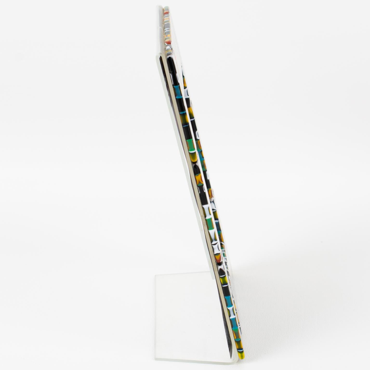 Italian Murano Art Glass Picture Frame with Multicolor Murrine For Sale