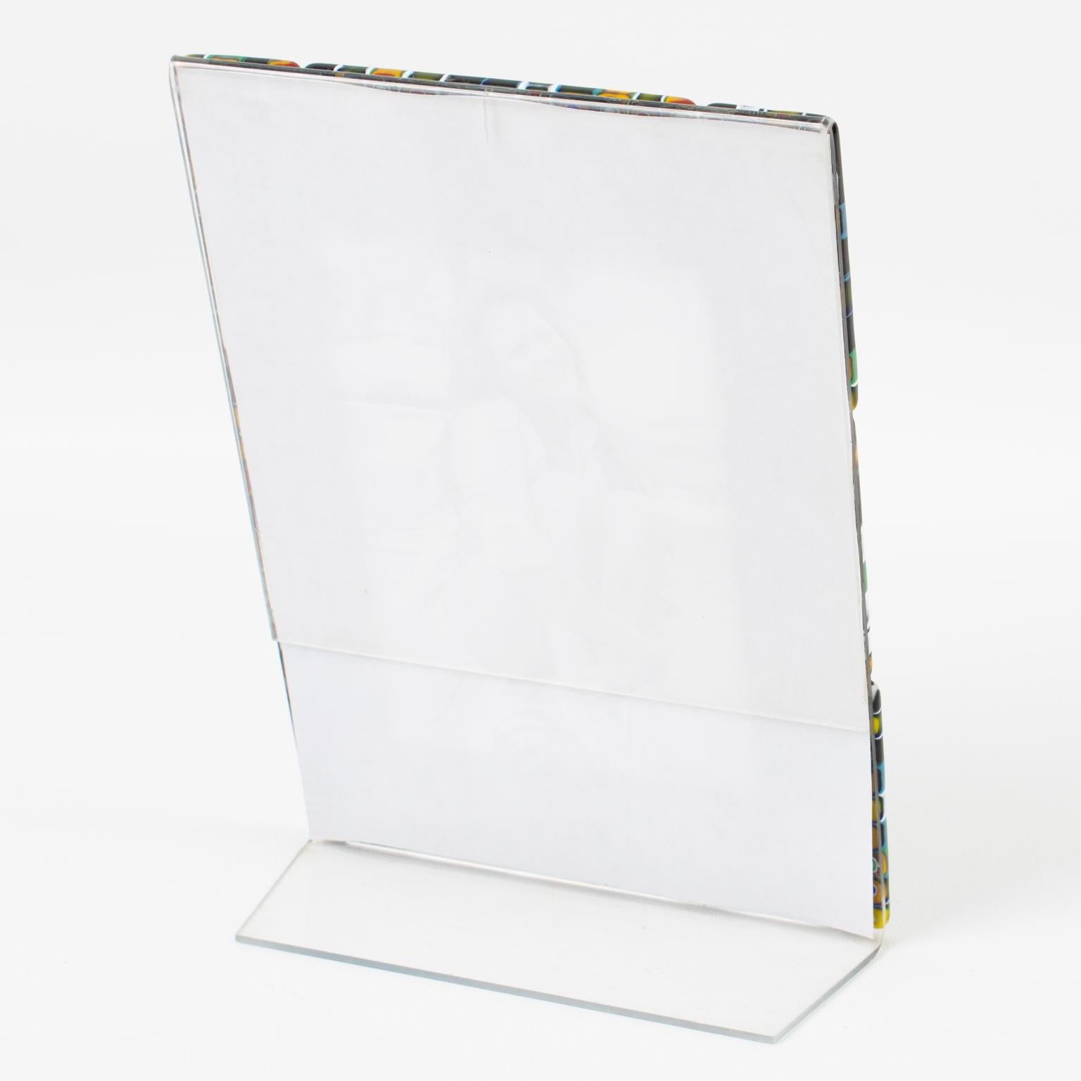 Murano Art Glass Picture Frame with Multicolor Murrine In Excellent Condition For Sale In Atlanta, GA