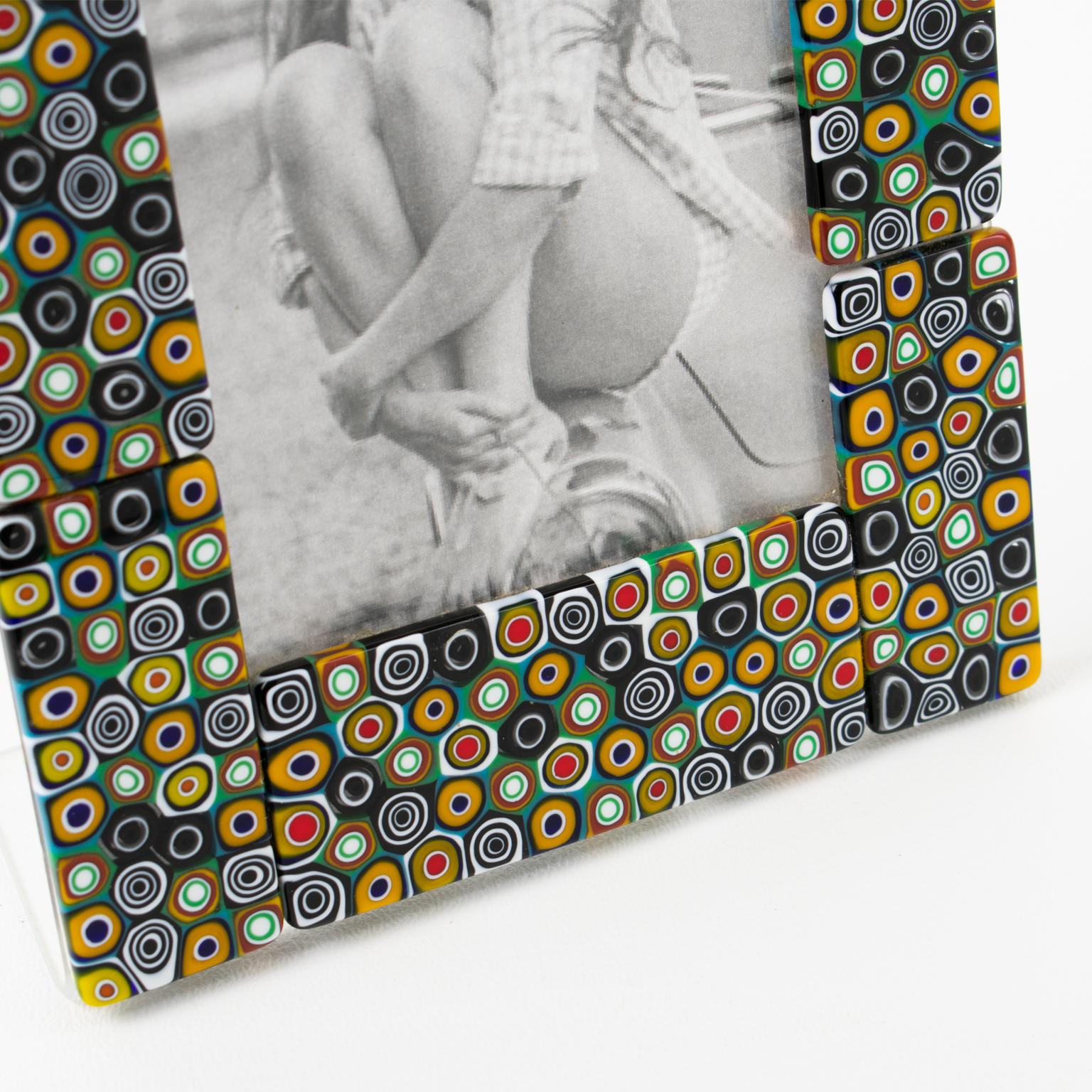 Murano Art Glass Picture Frame with Multicolor Murrine For Sale 1