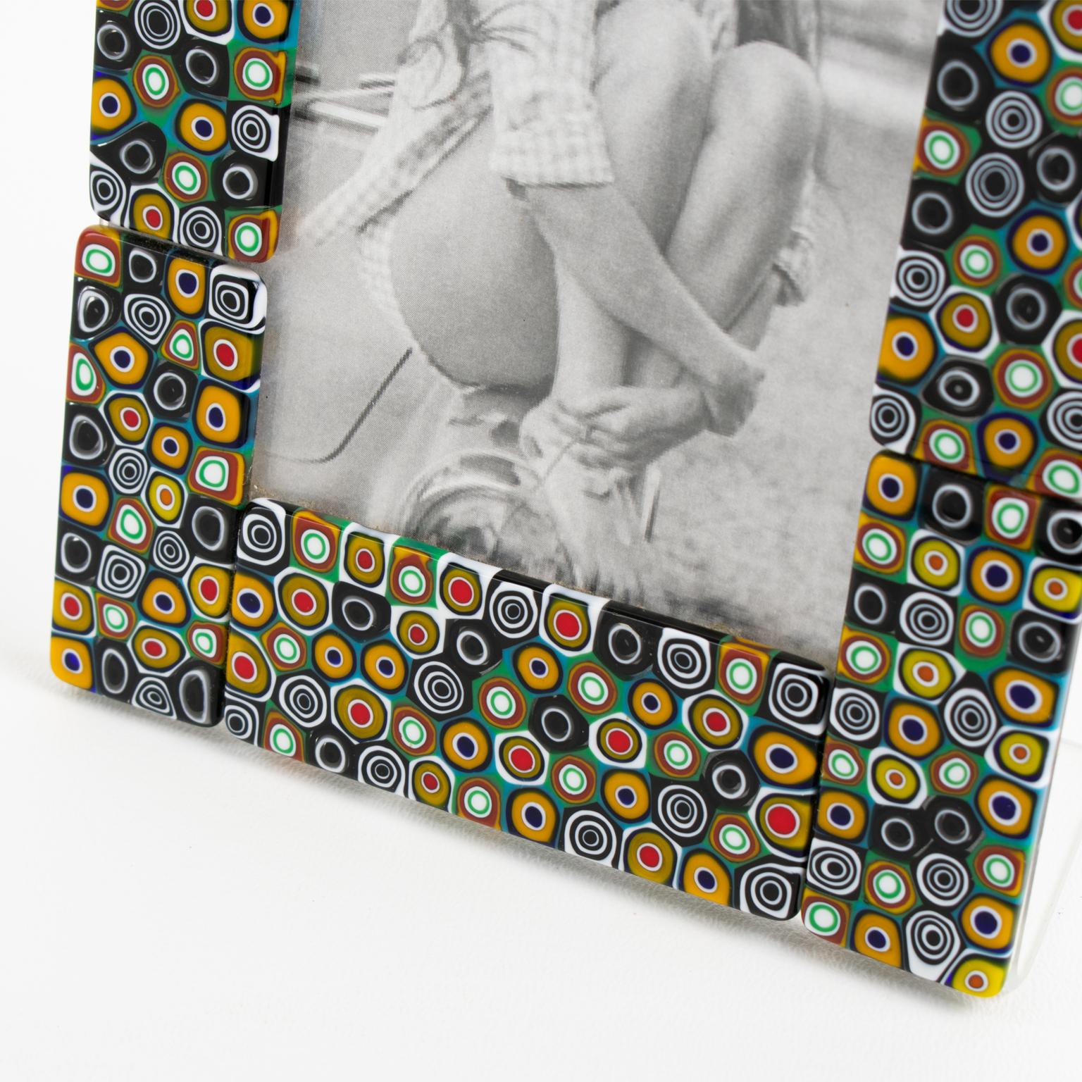 Murano Art Glass Picture Frame with Multicolor Murrine For Sale 2