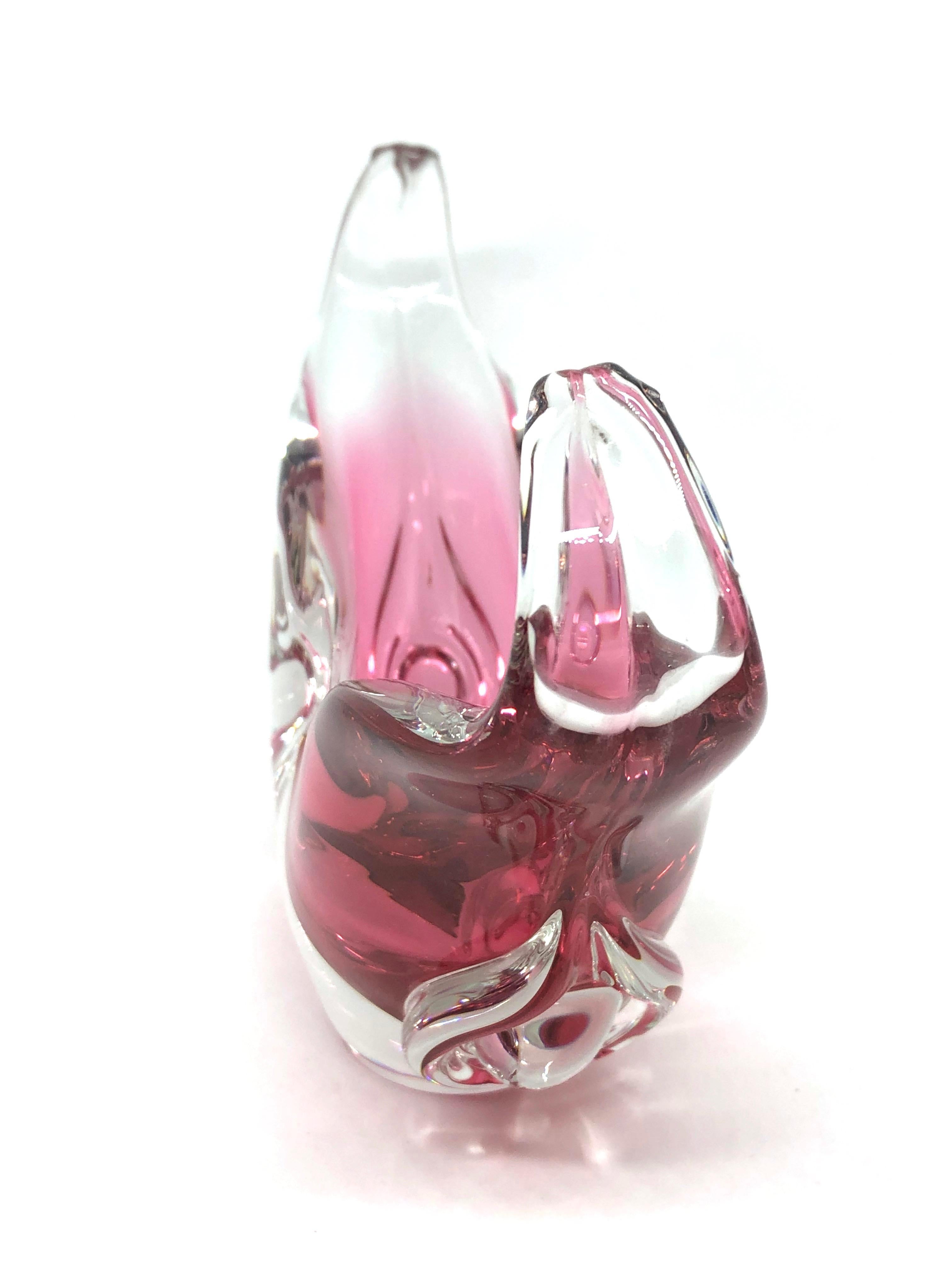 Murano-Kunstglas Schale rosa und klar Objekt Vintage:: Italien:: Sommerso:: 1970er Jahre (Italienisch) im Angebot