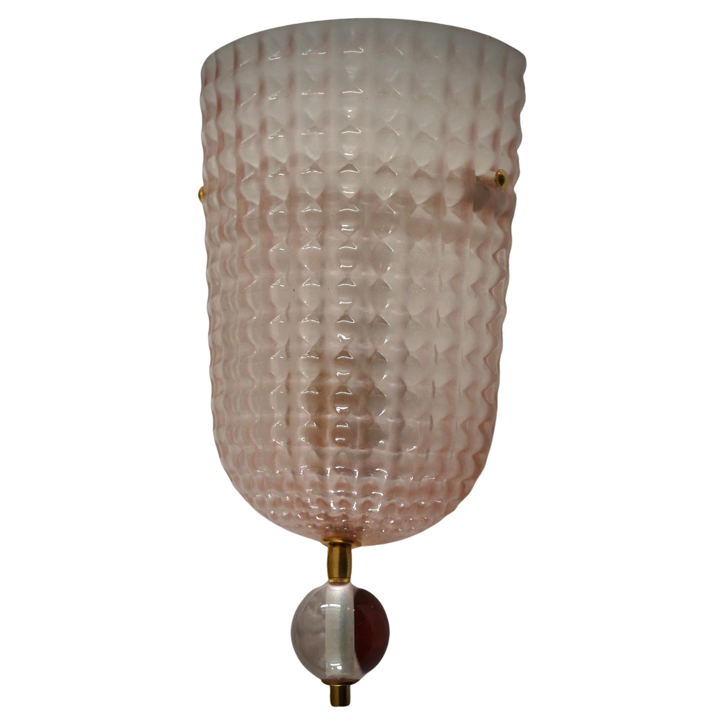 Aplique de cristal de Murano de color rosa y transparente y latón, 2000