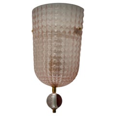 Wandleuchte aus Murano-Kunstglas in Rosa und Transparenter Farbe und Messing, 2000