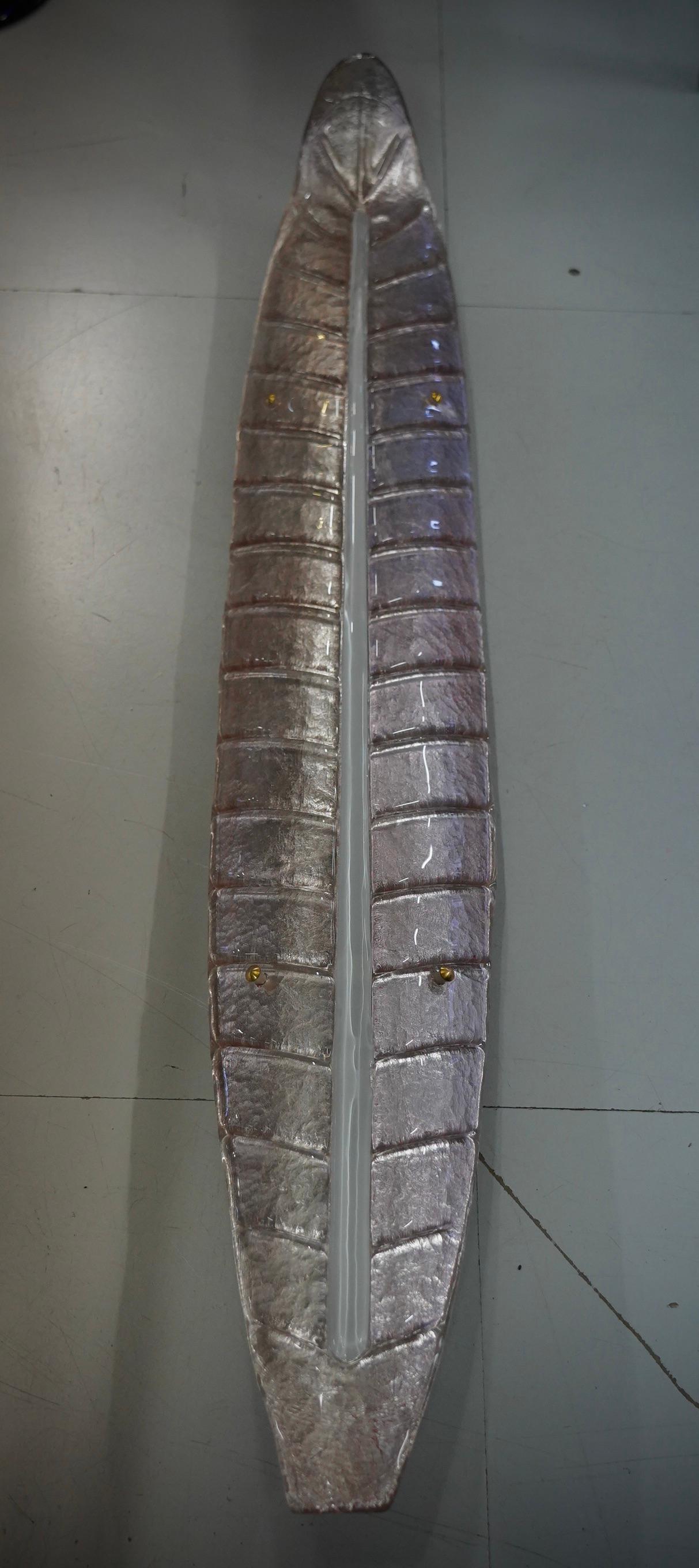 Lámpara de pared y apliques de cristal de Murano rosa y blanco, 1990 en venta 1